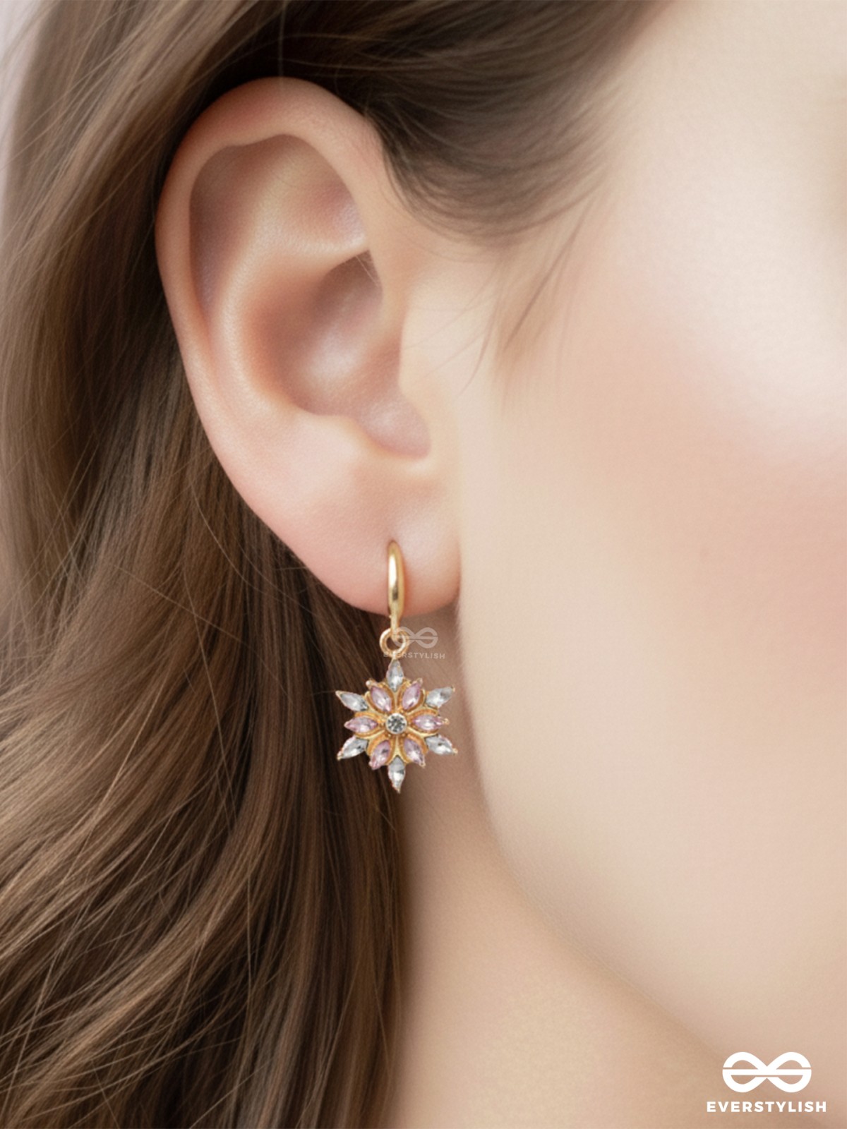 BLOSSOM GLIMMER - DELICATE FLORAL DANGLE EARRINGS