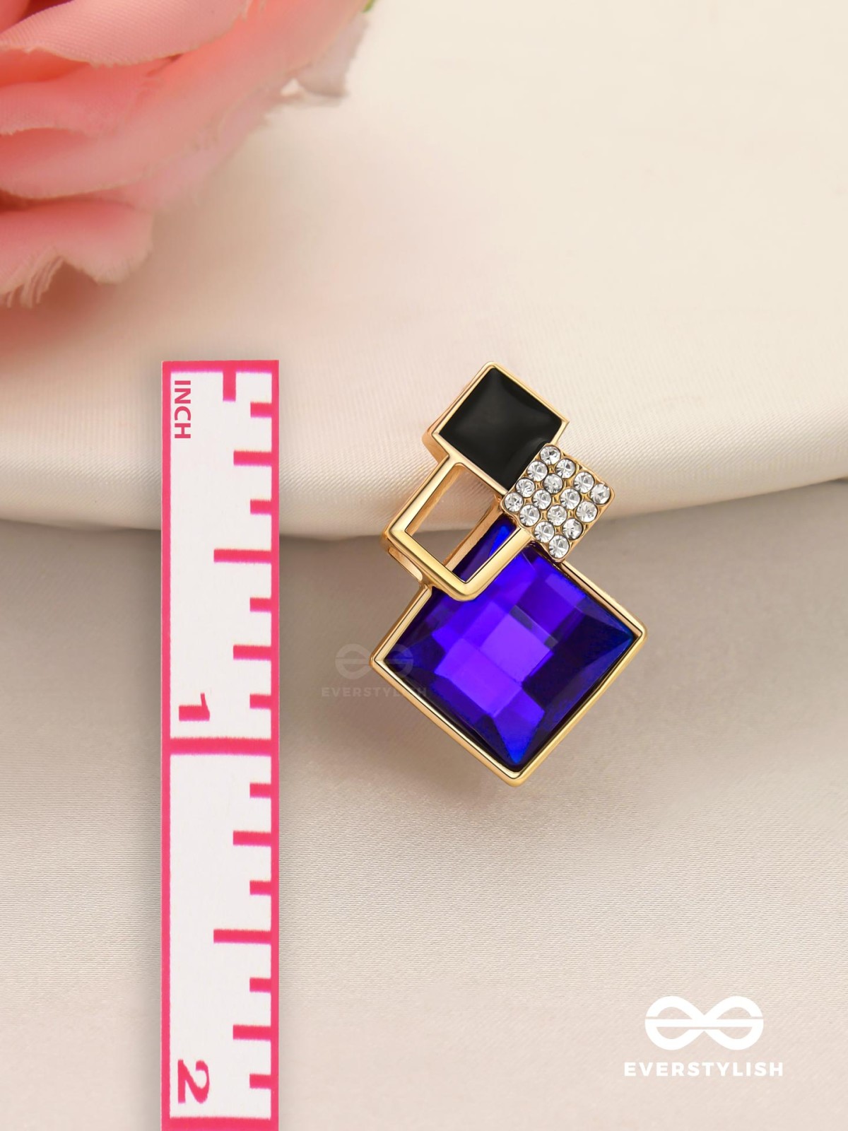 MIDNIGHT GLINT- VIBRANT BLUE GEM  GEOMETRIC EARRINGS