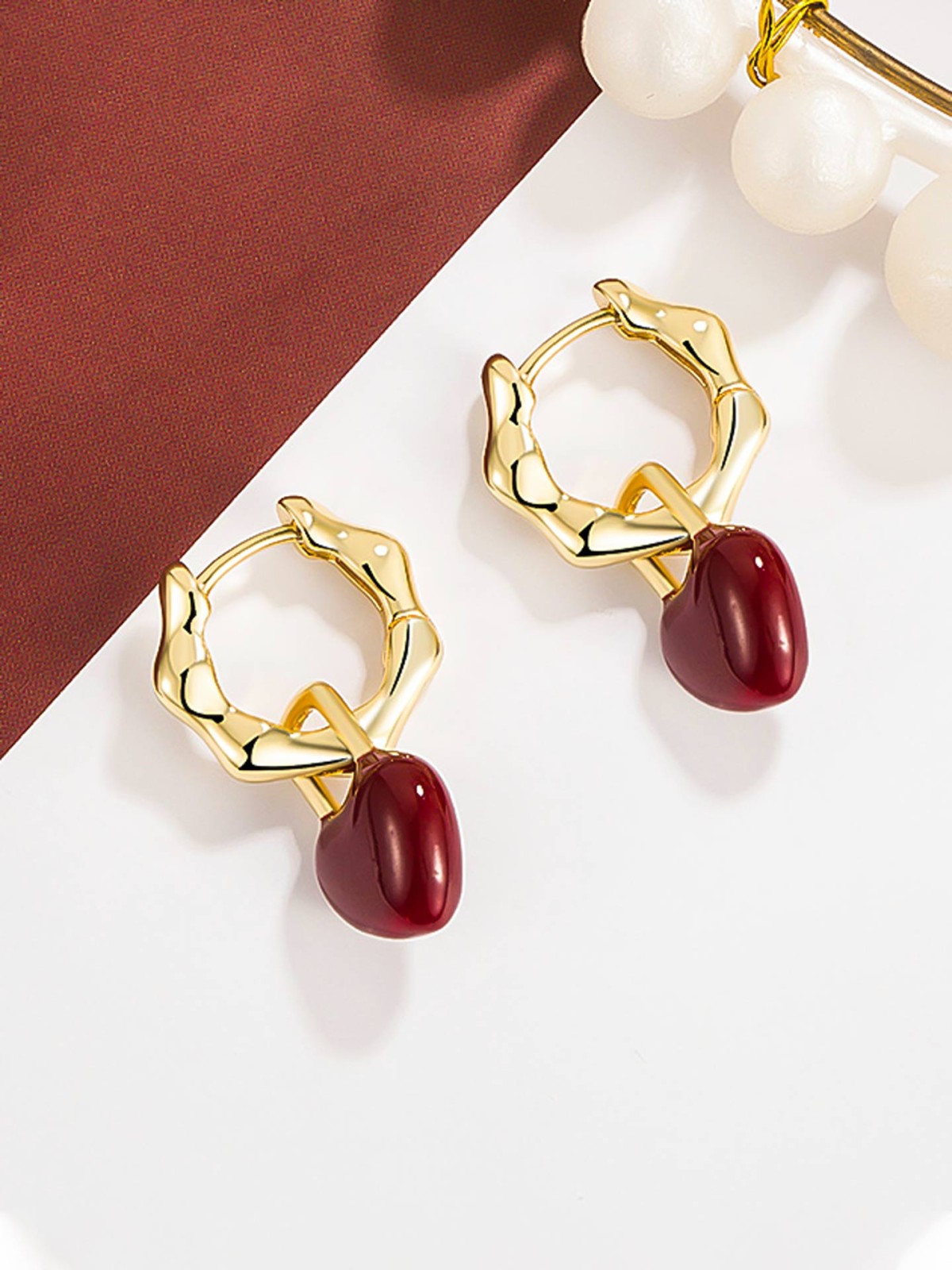 HEARTLINK DROPS-  DAINTY GOLD TONE EARRINGS
