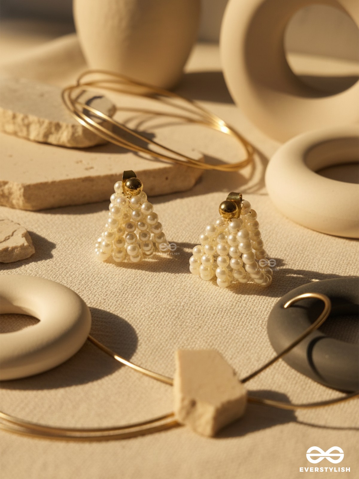 GRACEFUL GLOW-  LUXURIOUS LAYERED PEARL HOOPS