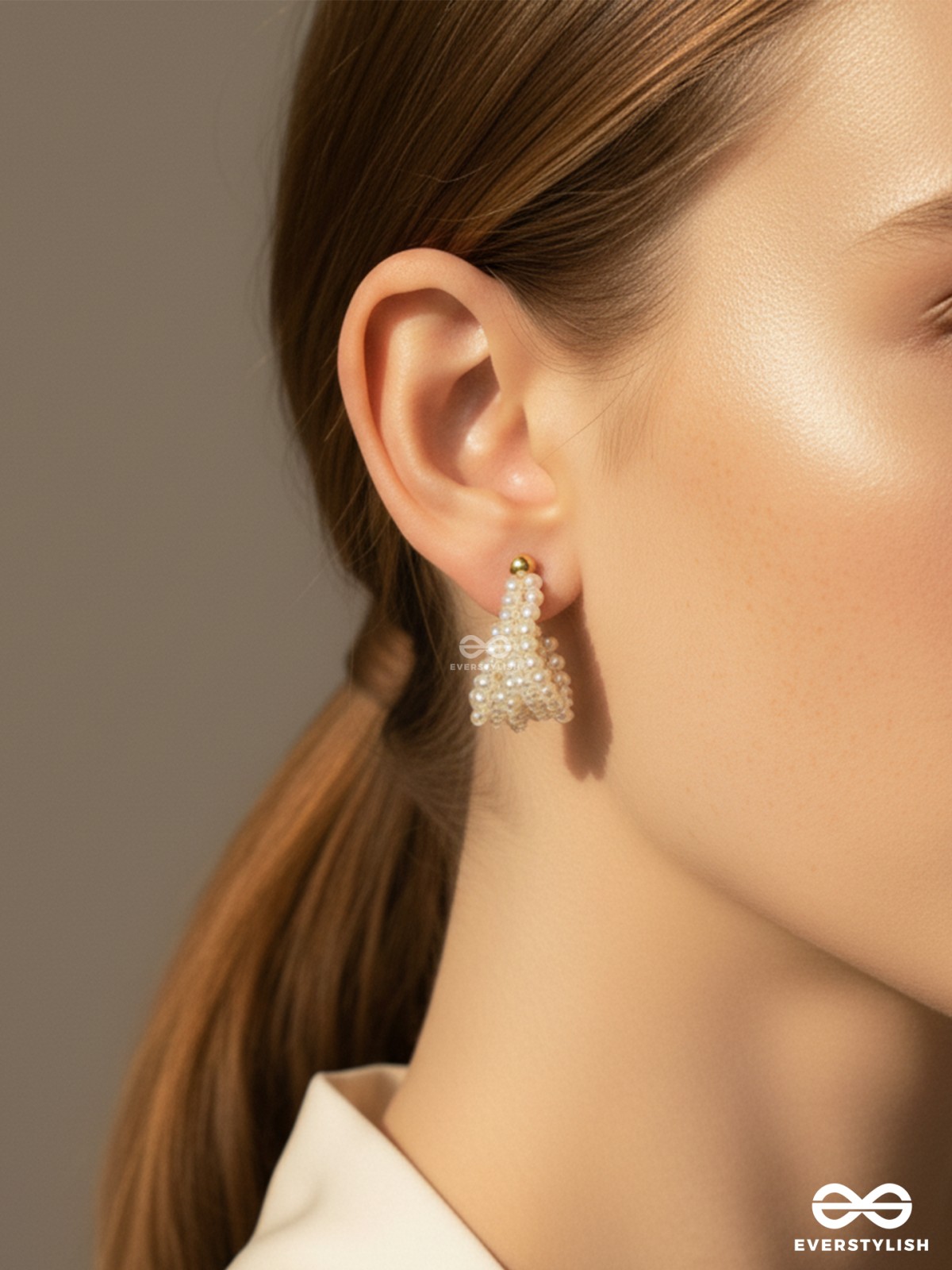 GRACEFUL GLOW-  LUXURIOUS LAYERED PEARL HOOPS