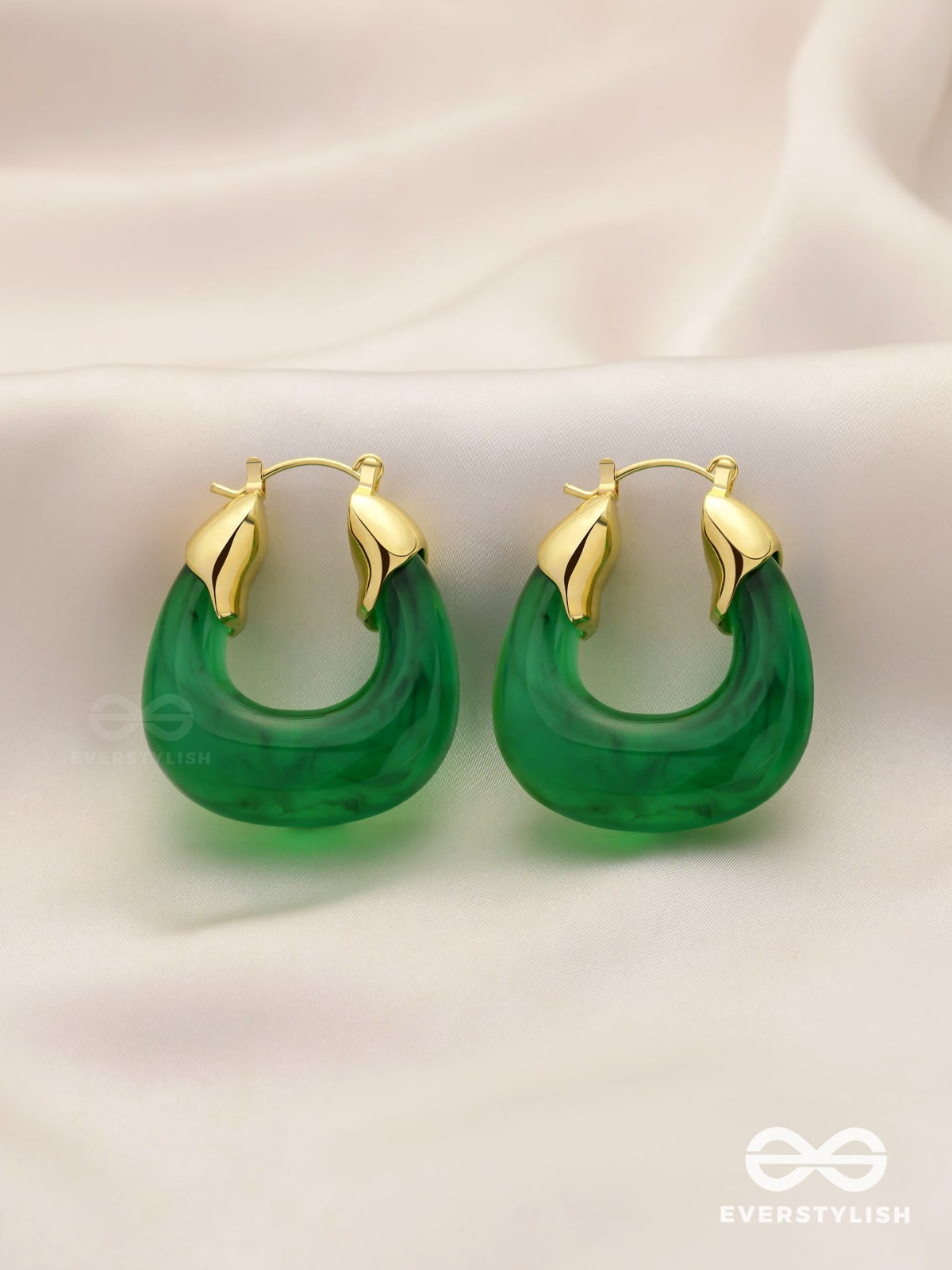 EMERALD EMBRACE-  TRANSLUCENT GREEN HOOPS