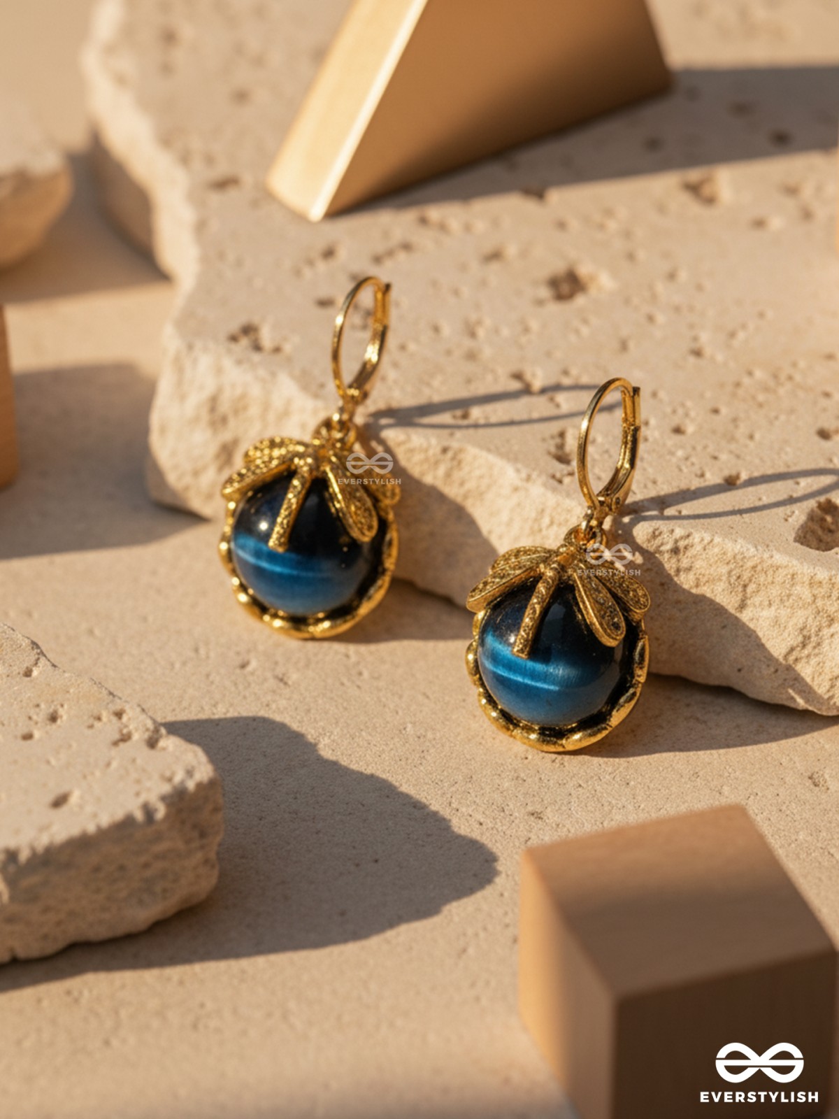 DRAGONFLY TWILIGHT- ELEGANT BLUE STONE EARRINGS