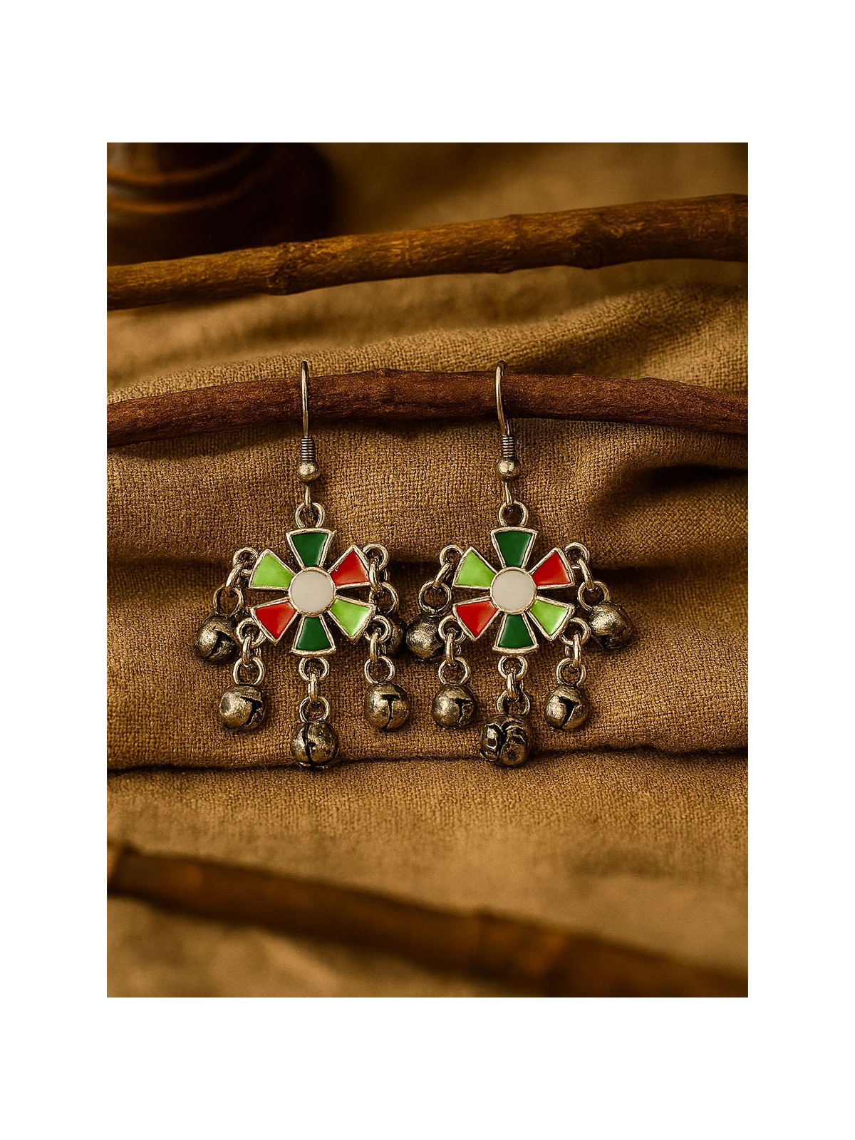 RUSTIC BLOOM – OXIDISED FLOWER DROP EARRINGS