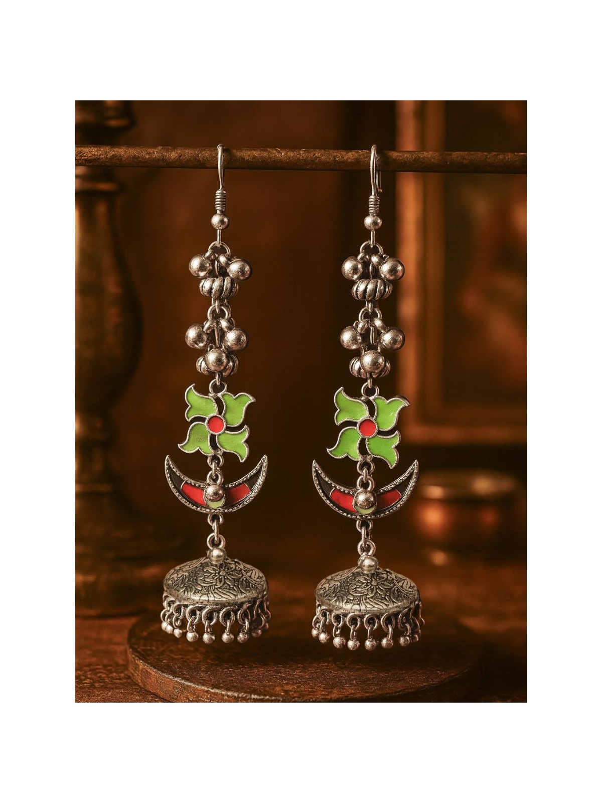 FOLK FLARE- OXIDISED STATEMENT EARRING