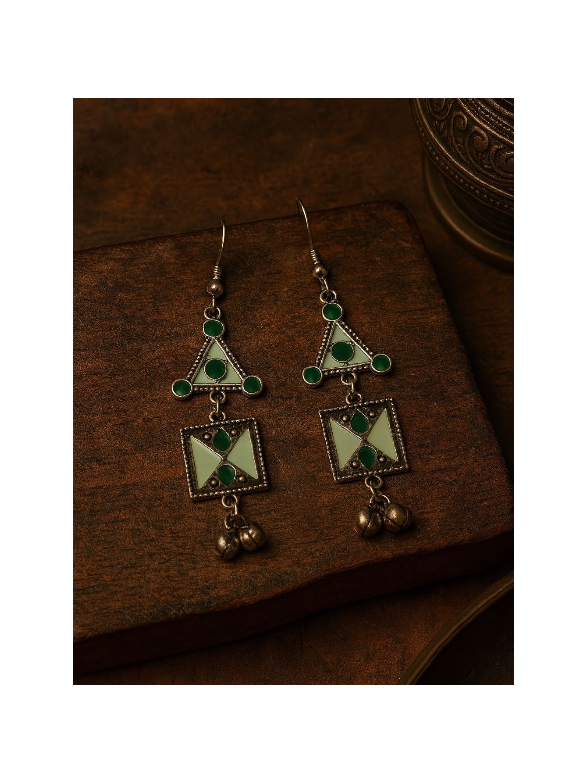 GYPSY MUSE- ENAMELLED OXIDISED EARRINGS