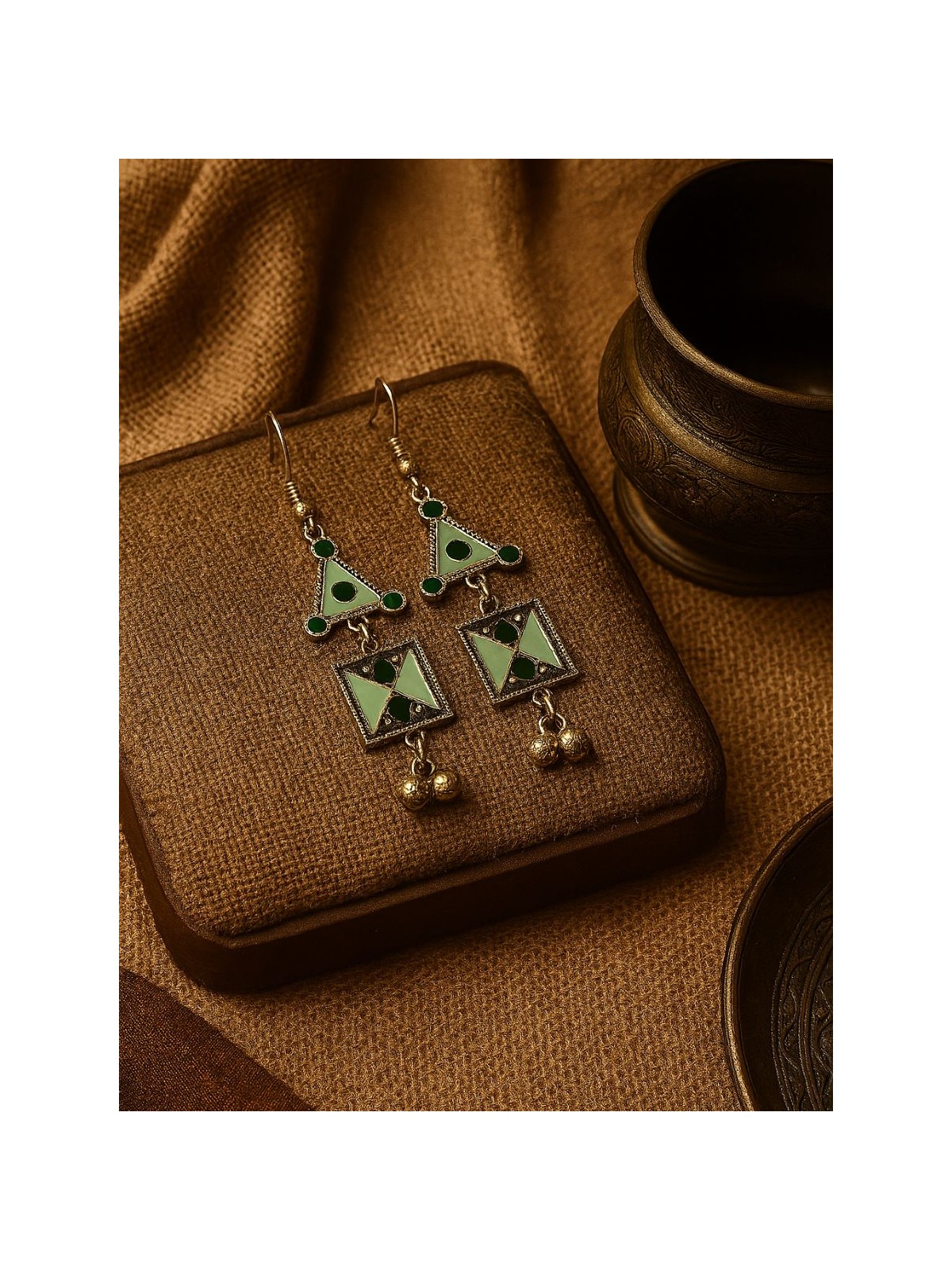 GYPSY MUSE- ENAMELLED OXIDISED EARRINGS