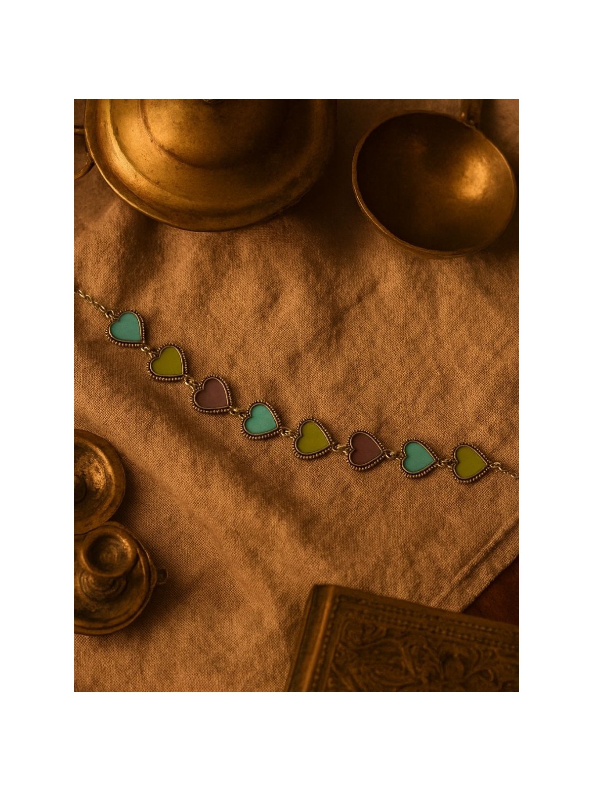 LOVELOOP - OXIDISED CHOKER WITH PASTEL HEARTS