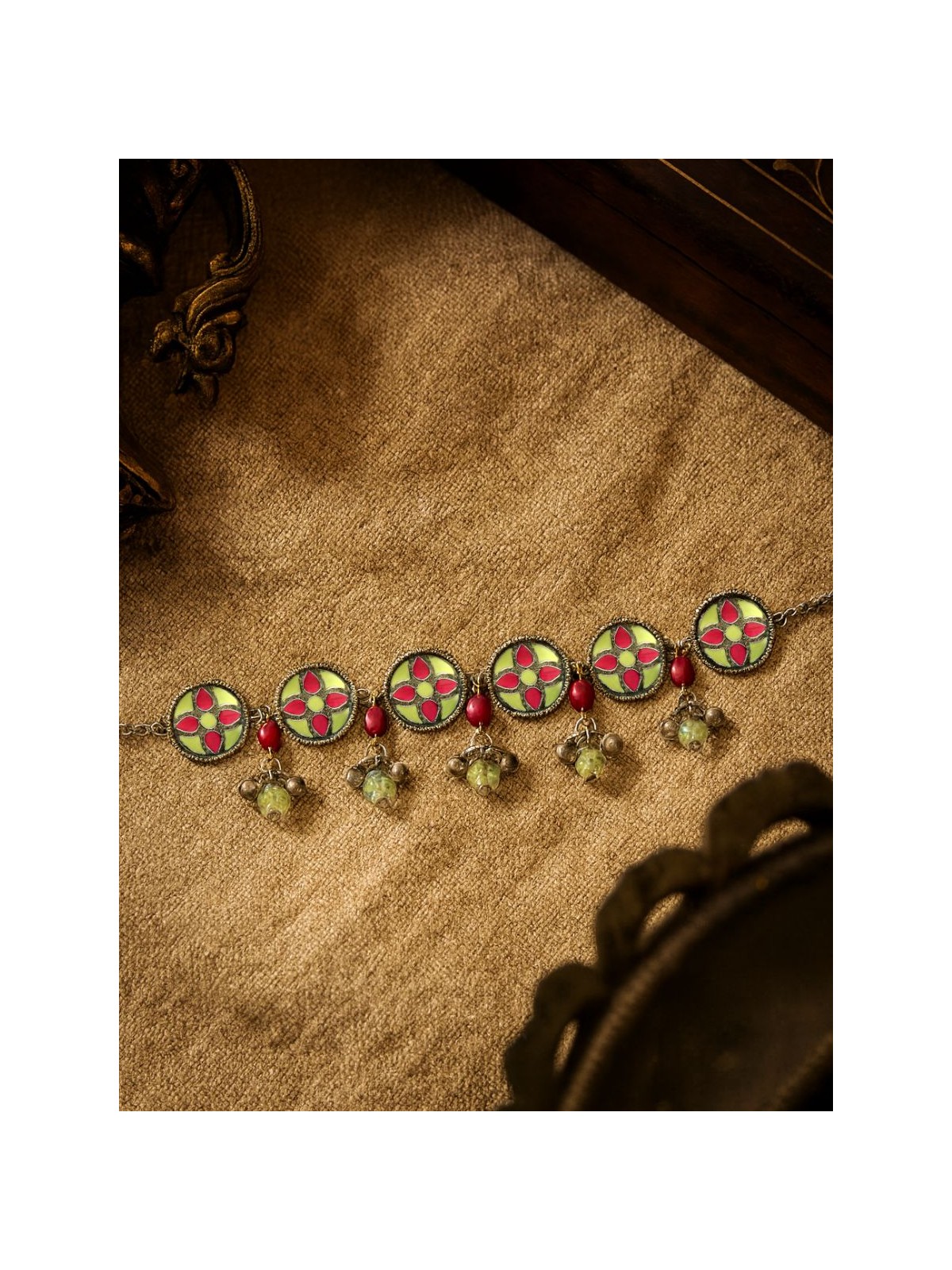 FOLK BLOOM - OXIDISED FLORAL ENAMELEED CHOKER