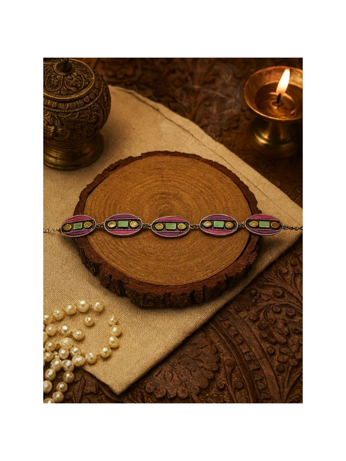 RETRO BEAT - FUNKY ENAMELLED VINTAGE OXIDISED CHOKER