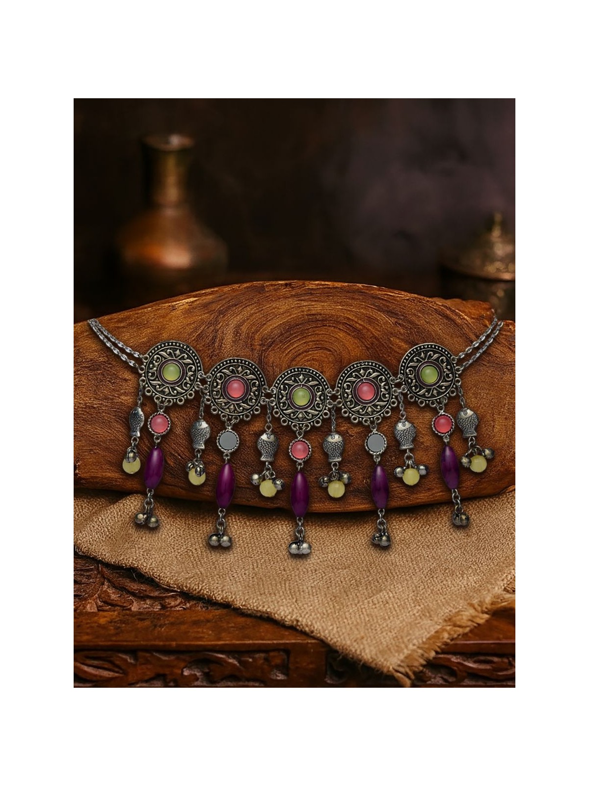 MIDNIGHT MUSE - OXIDISED COLOURED BEAD CHOKER