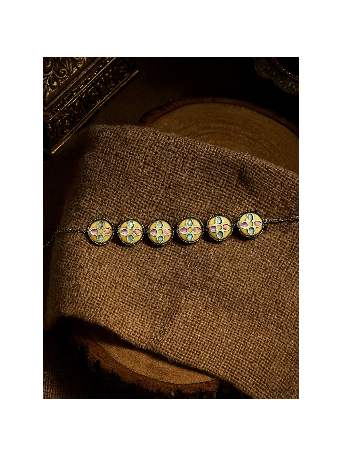 DREAM PETALS - PASTEL ENAMELLED OXIDISED CHOKER