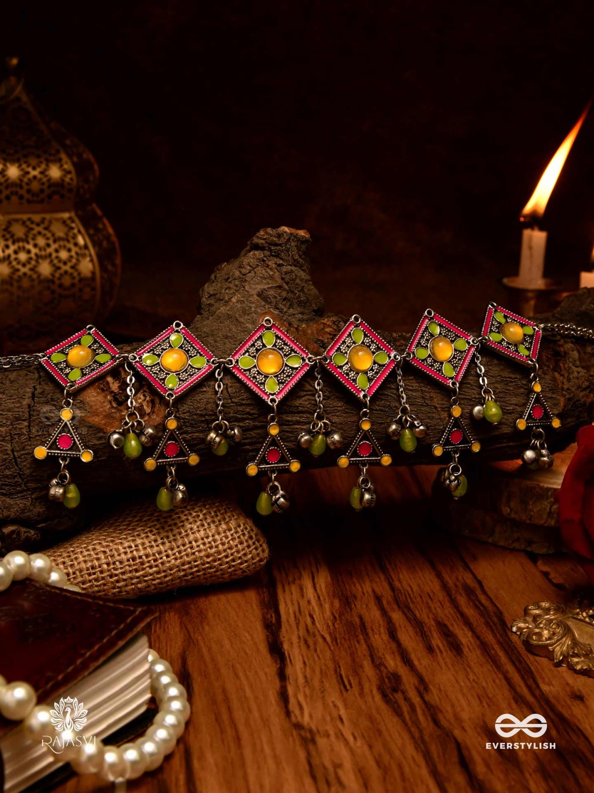 CITRUS BLOOM - ENAMELLED OXIDISED CHOKER