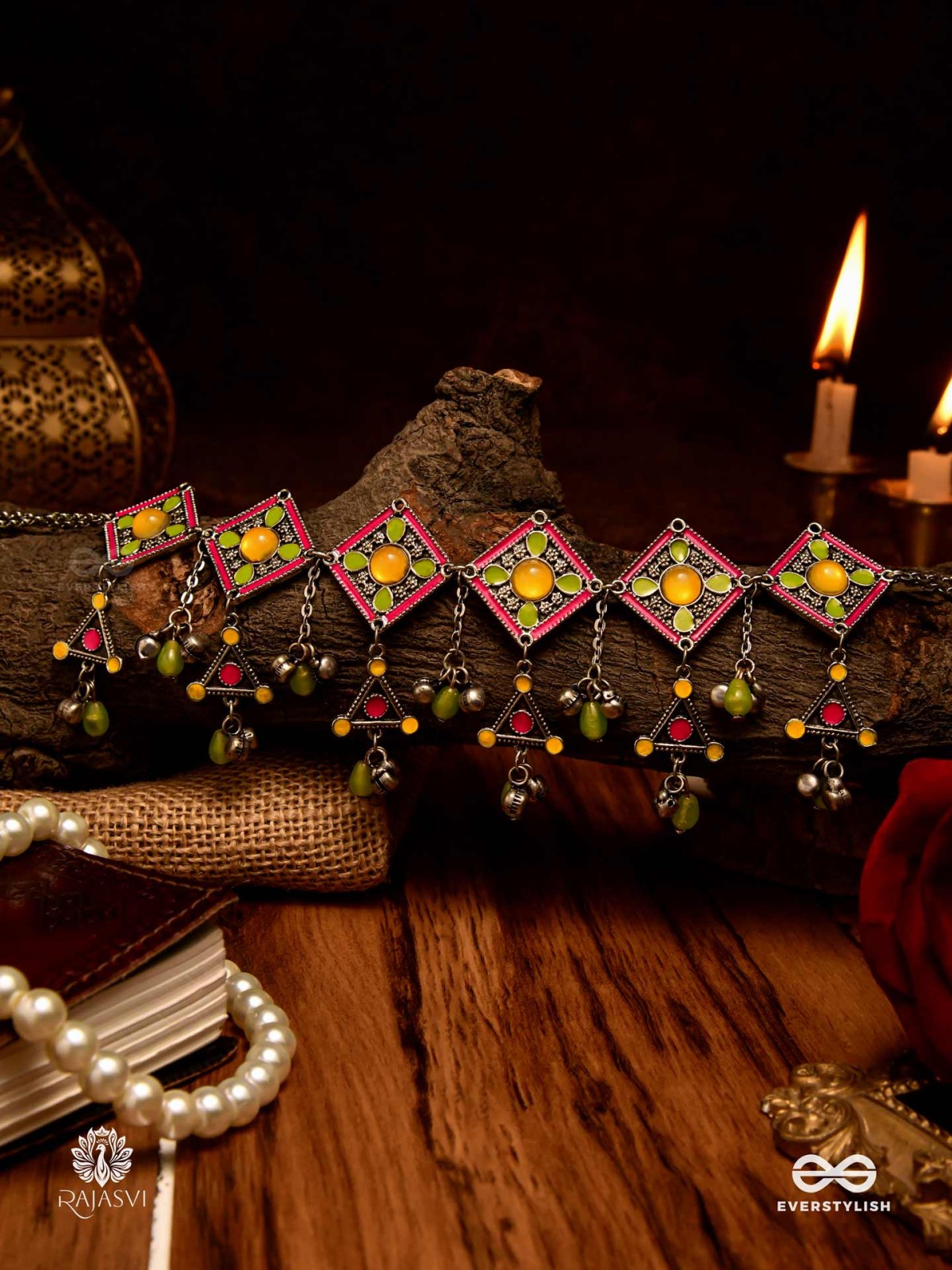 CITRUS BLOOM - ENAMELLED OXIDISED CHOKER