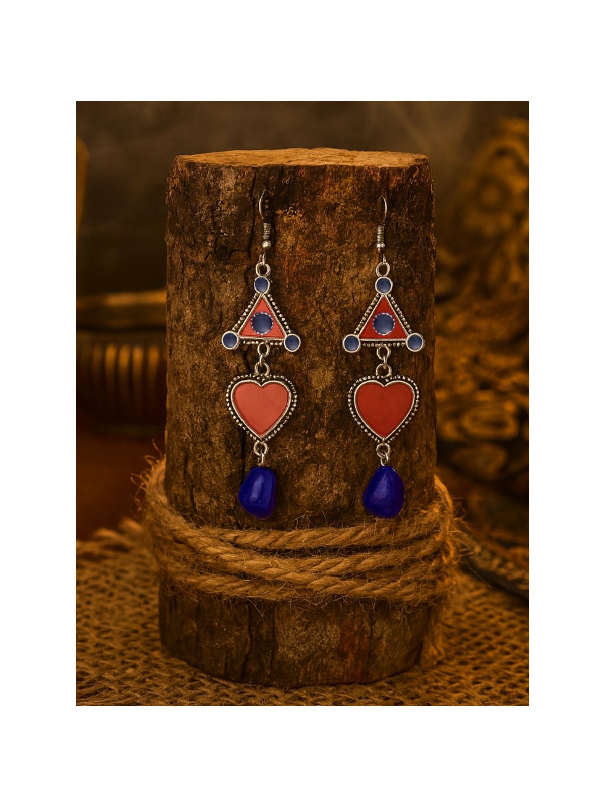 HEARTBEAT DROP - FUNKY HEART OXIDISED EARRING