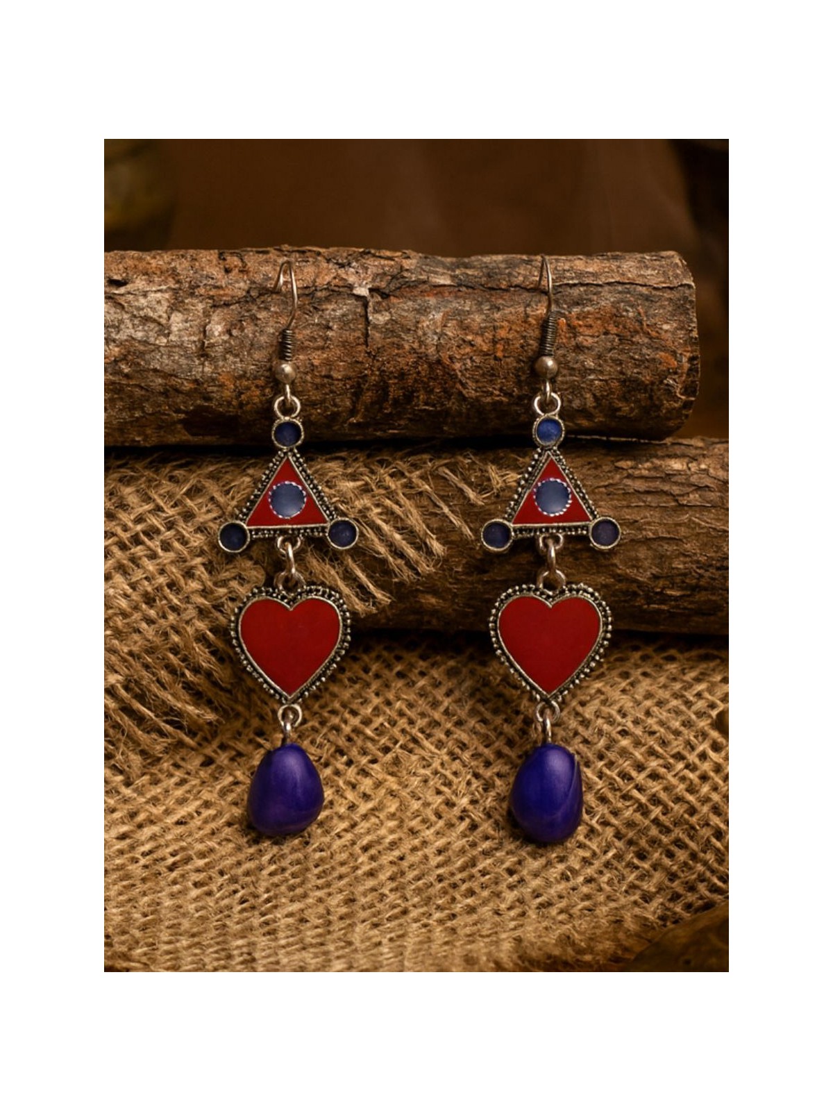 HEARTBEAT DROP - FUNKY HEART OXIDISED EARRING