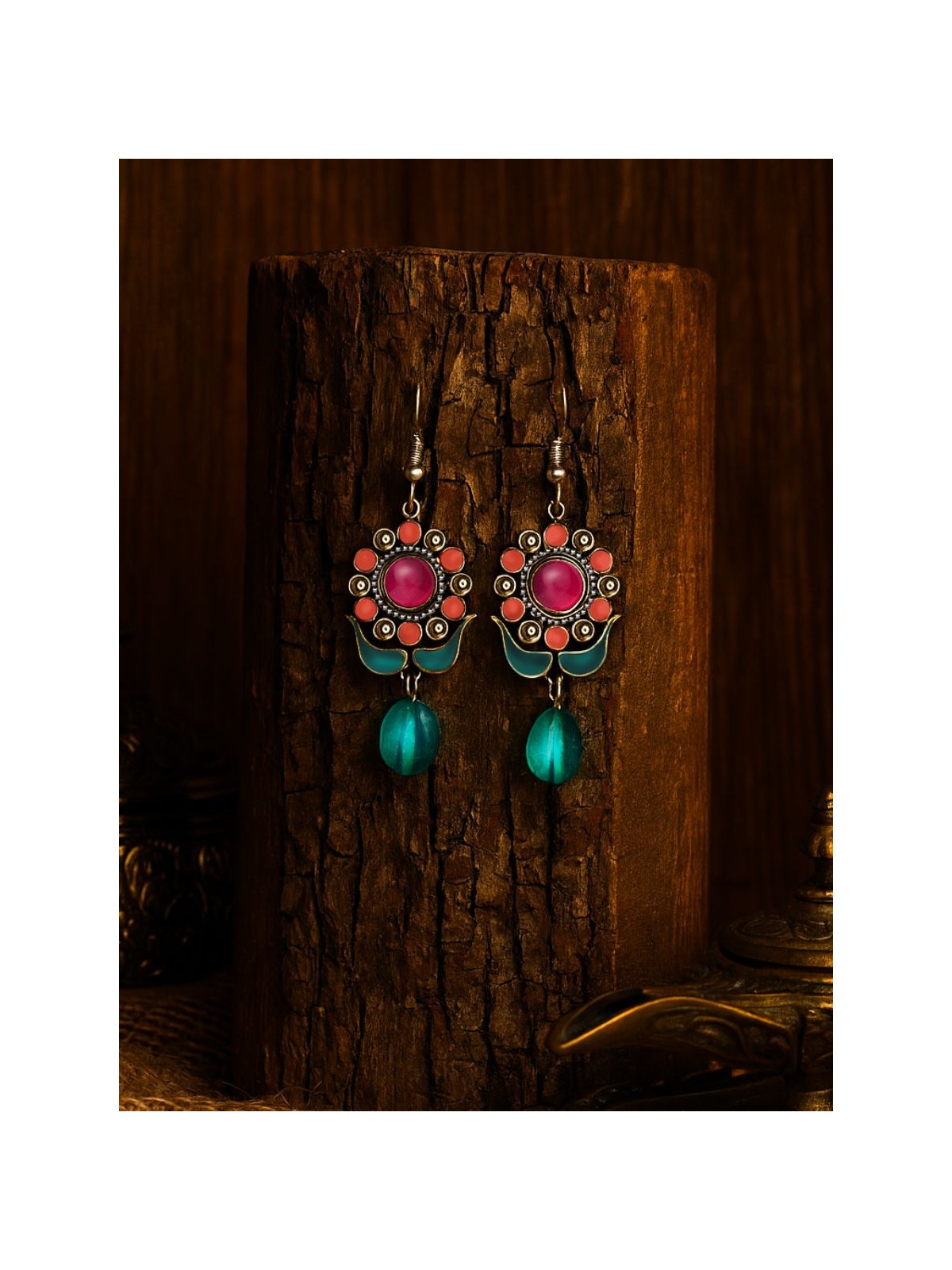 BLOOM BURST – RED ENAMEL FLOWER EARRING