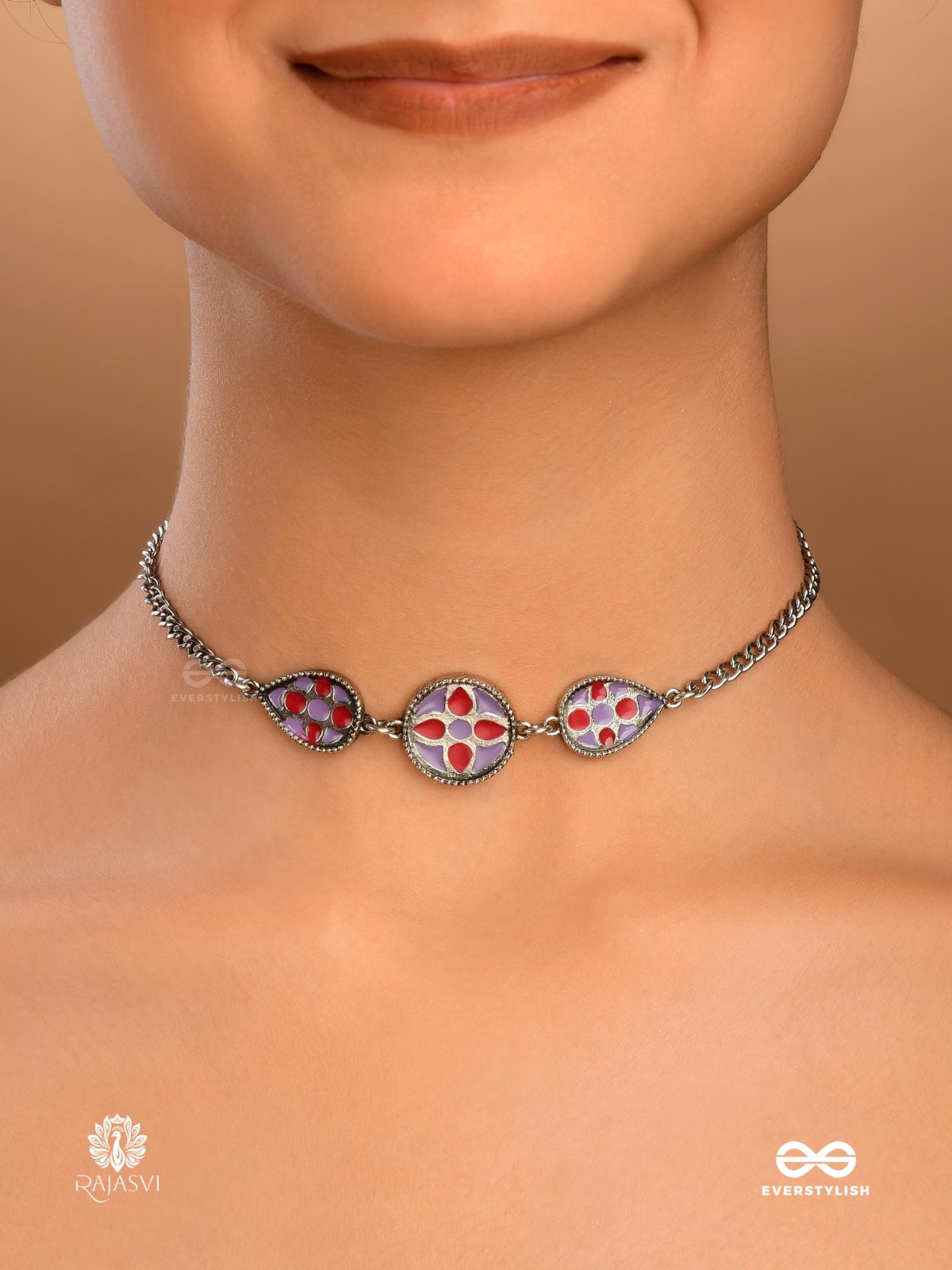 TRIBAL LINK - TRADITIONAL PATTERN OXIDISED CHOKER