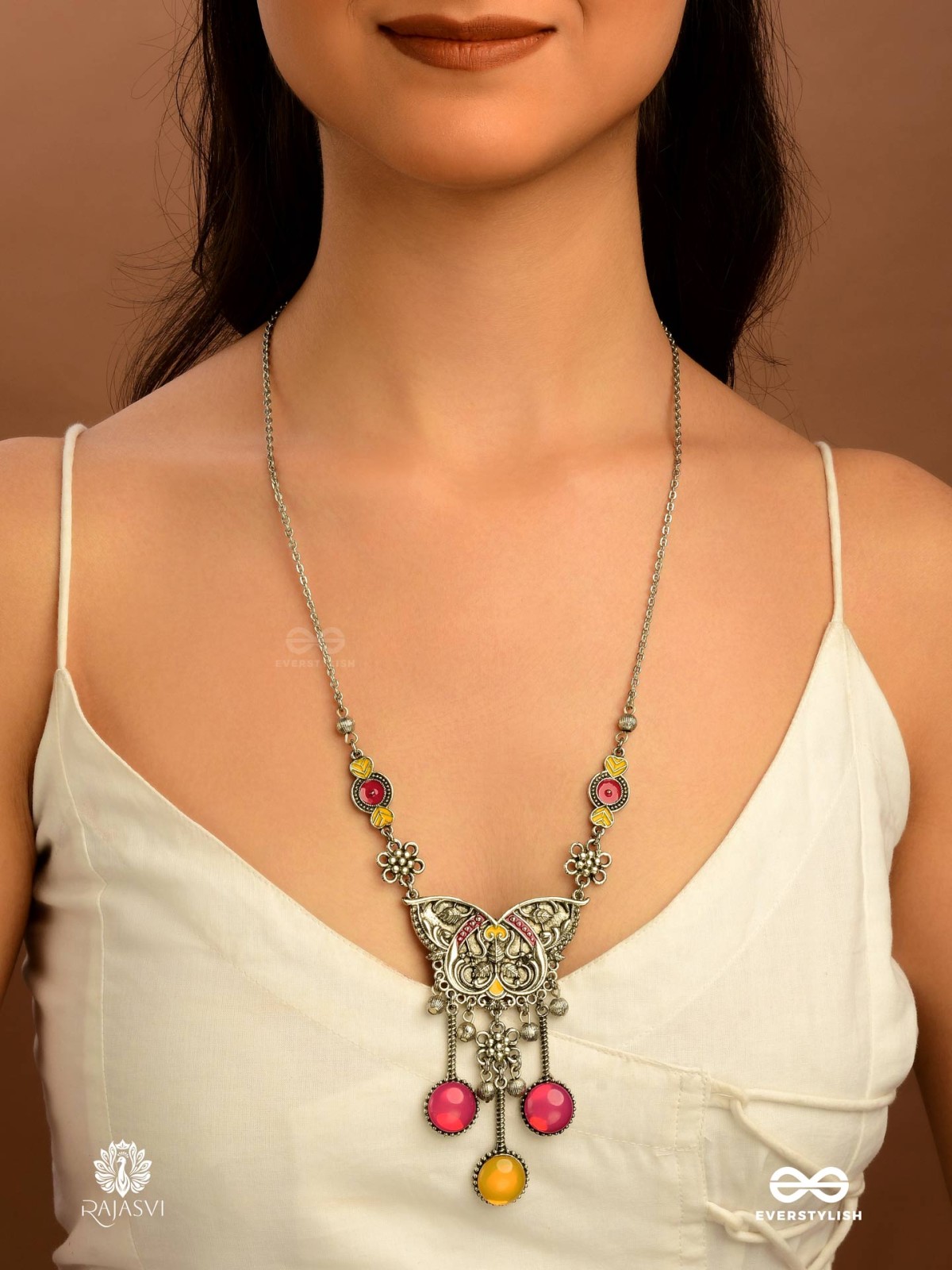 WINGED BLOOM - VIBRANT ENAMEL BUTTERFLY NECKLACE