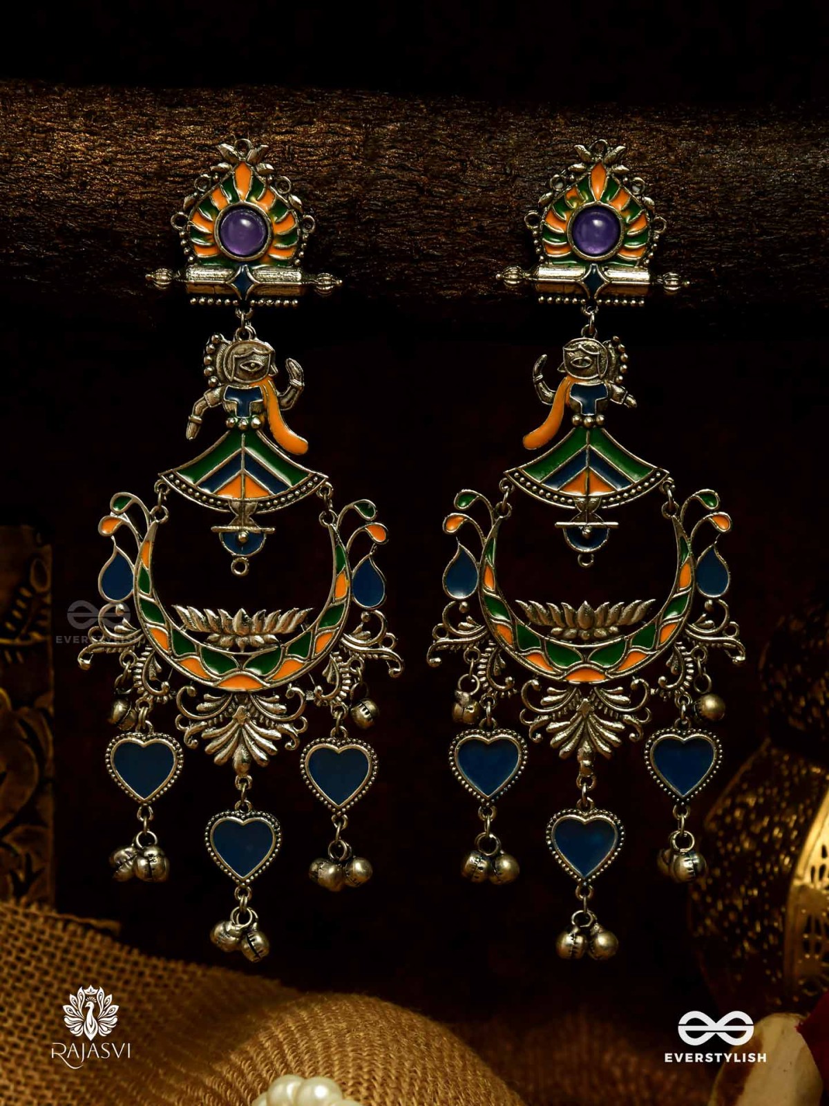 INDIGO EMBRACE - STATEMENT OXIDISED JHUMKA