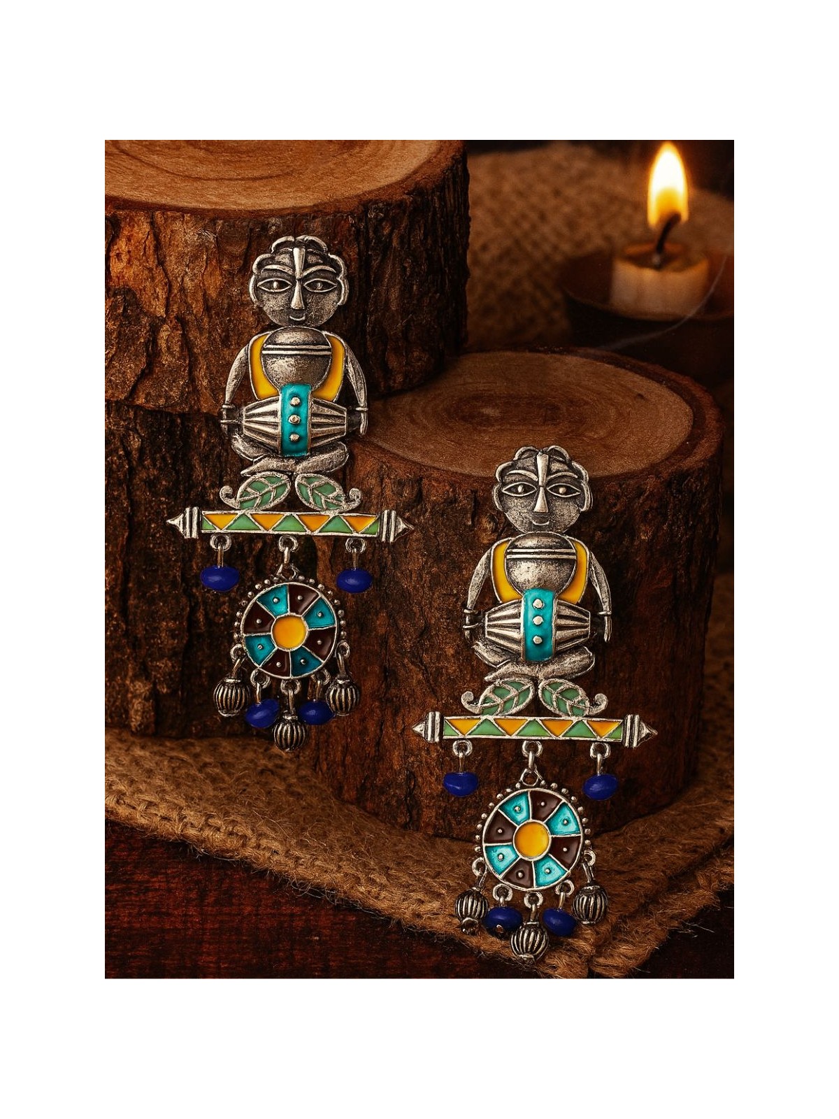 VILLAGE WHIRL - TRIBAL OXIDISED EARRING