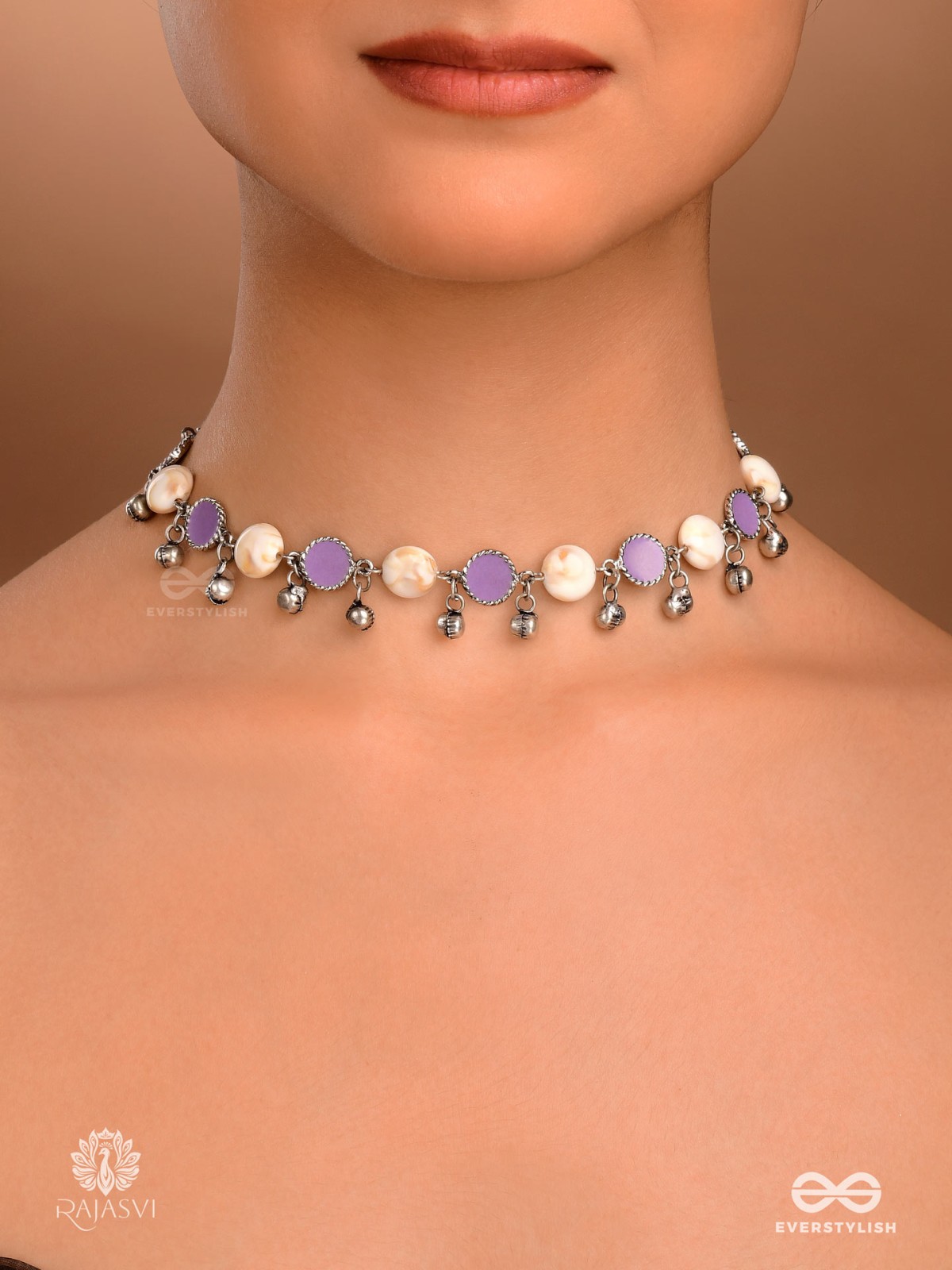 LAVENDER LINK - OXIDISED CHAIN NECKLACE