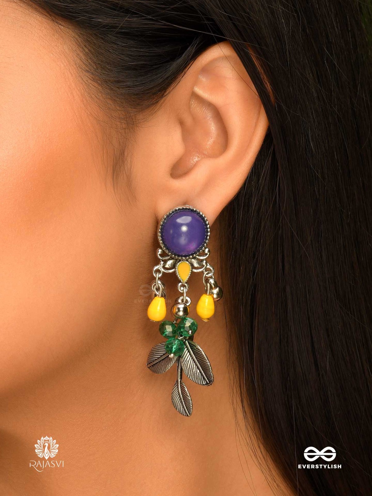 FOREST FLAIR - OXIDISED LEAF EARRING