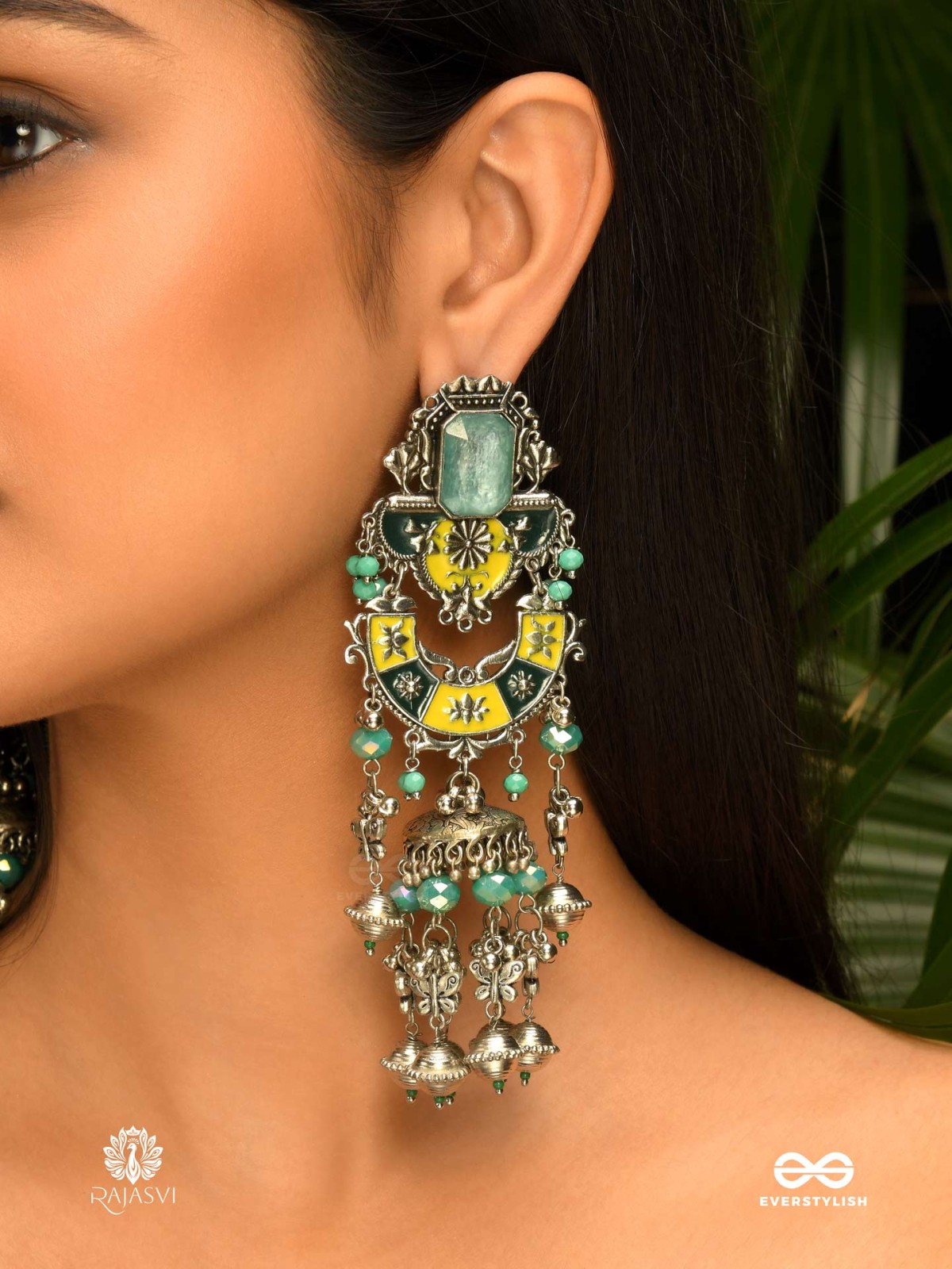 BREEZY RHYTHM - ENAMELLED OXIDISED DANGLE EARRING