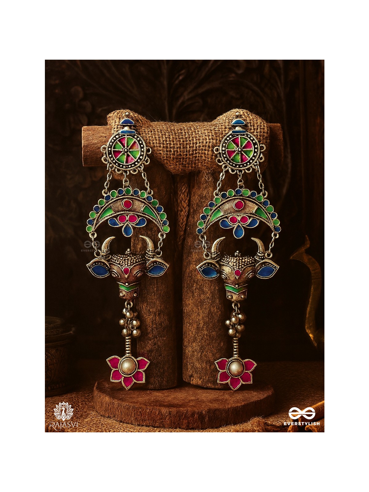 BULL BERRY - QUIRKY STATEMENT TRIBAL EARRING