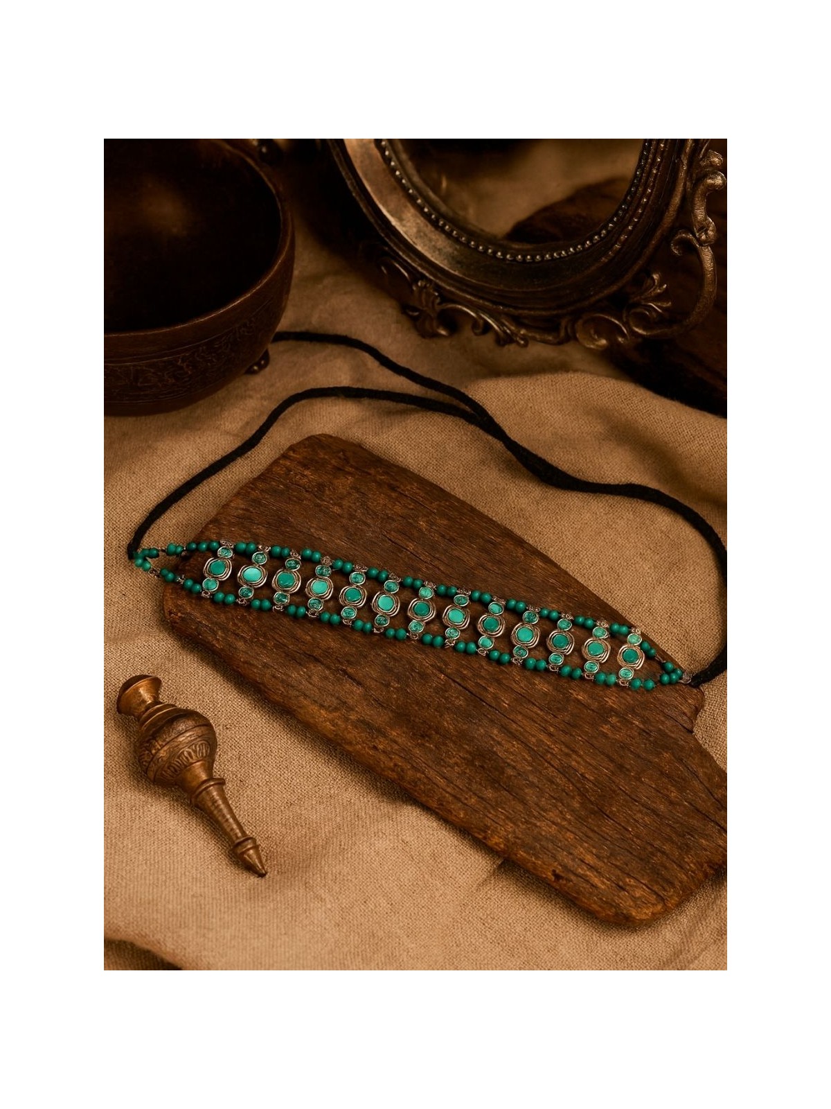 BLUE BLOOM - INTRICATE TURQUOISE BEAD CHOKER