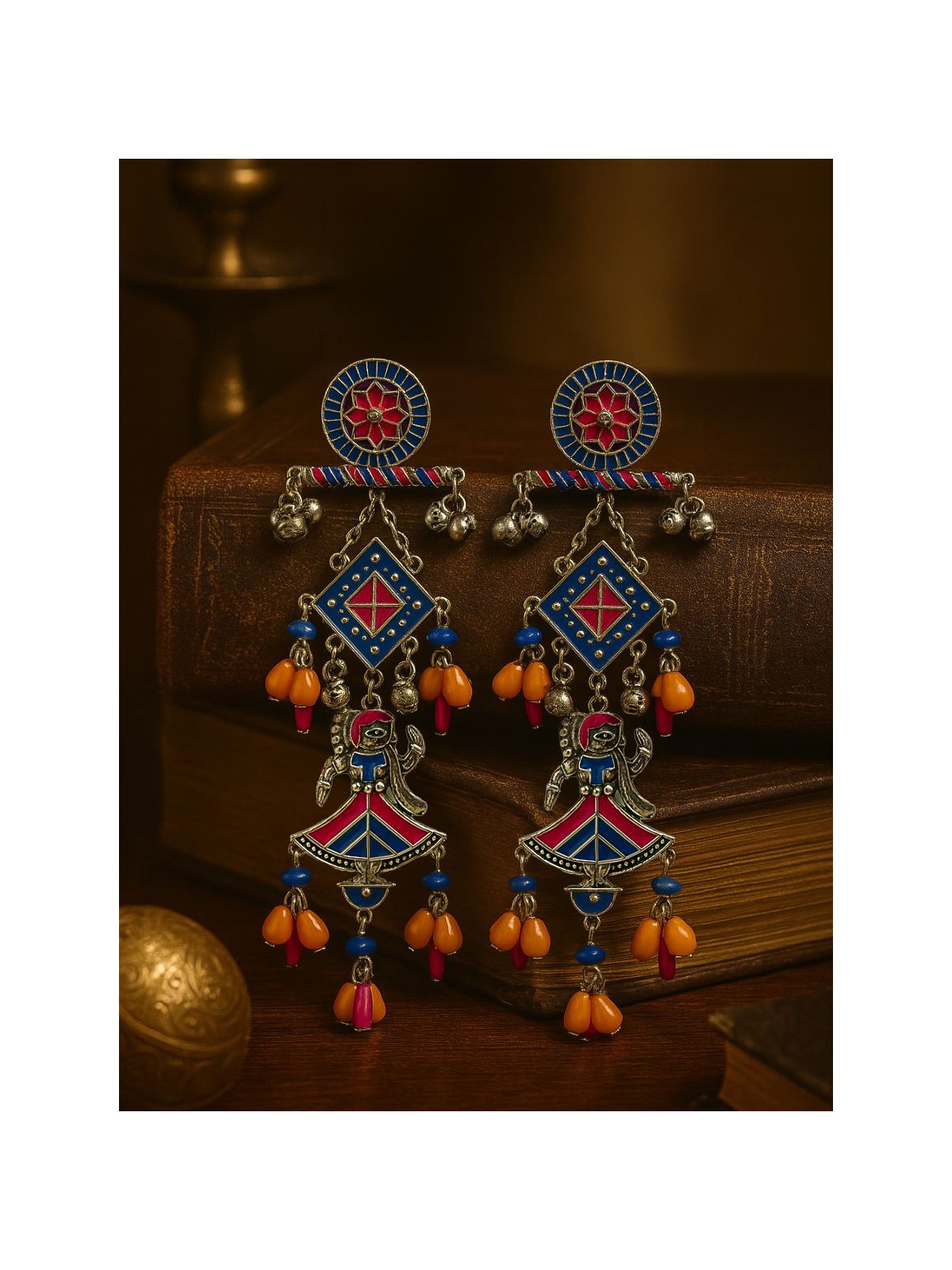 RANGRITI- MULTICOLOURED OXIDISED EARRING