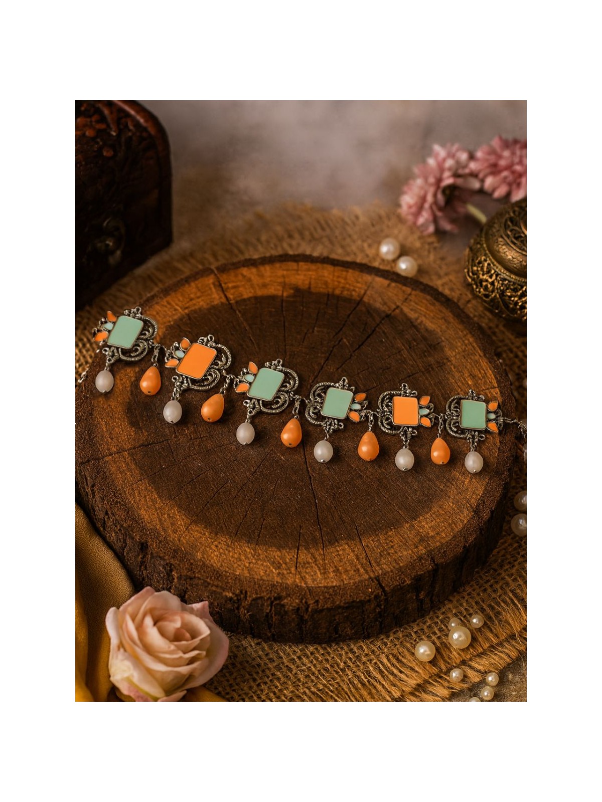 SUMMER SERENITY - ENAMELLED OXIDISED NECKLACE