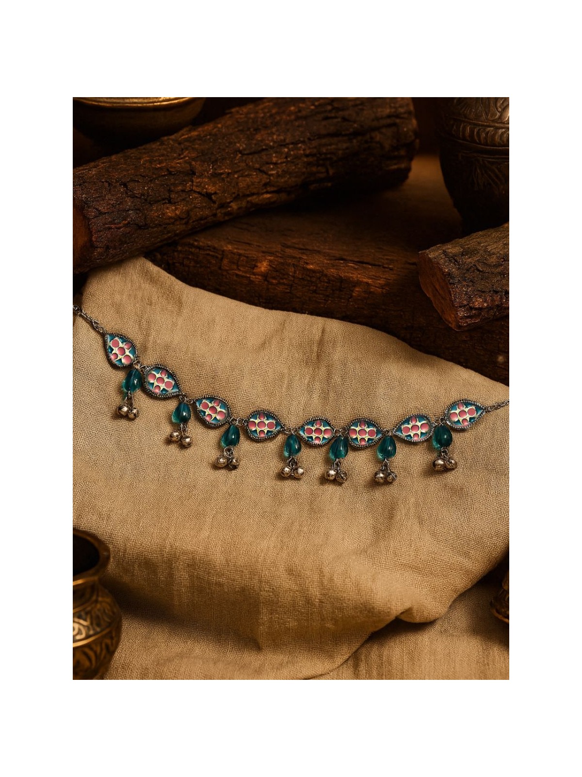 FLORAL RAIN - VINTAGE OXIDISED CHOKER
