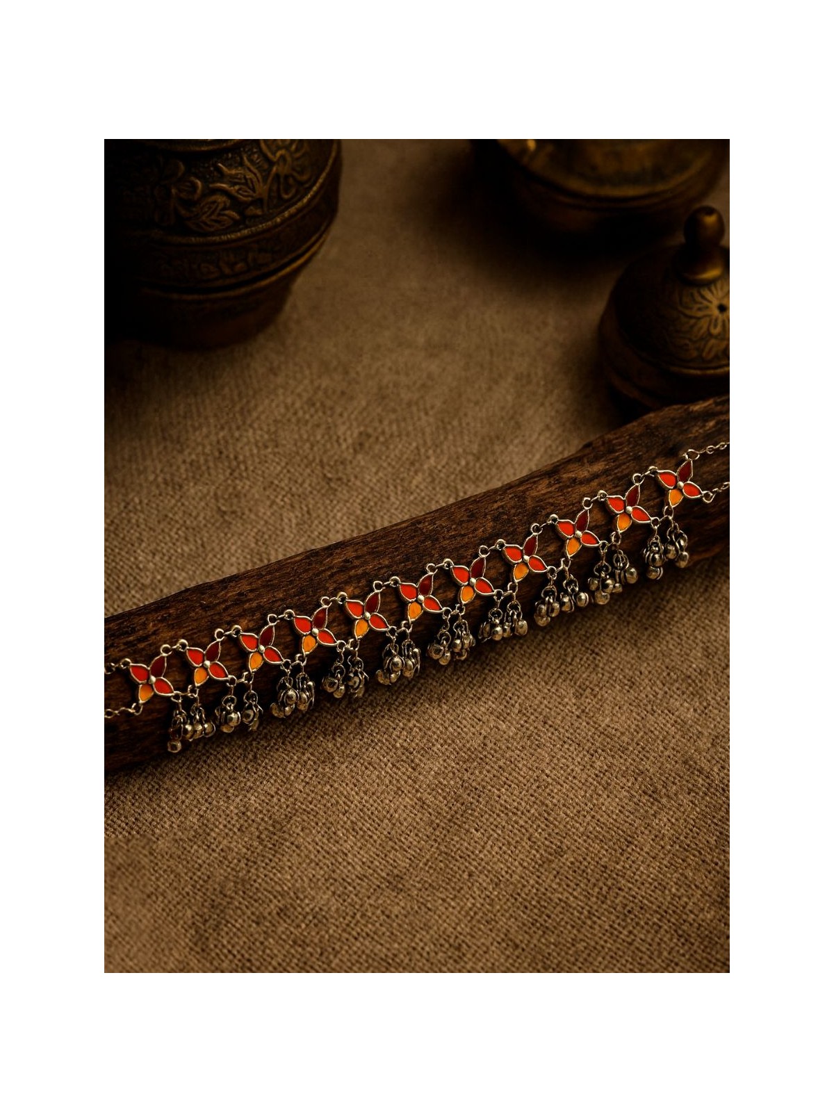 FIREBELLS - ENAMELLED OXIDISED CHOKER