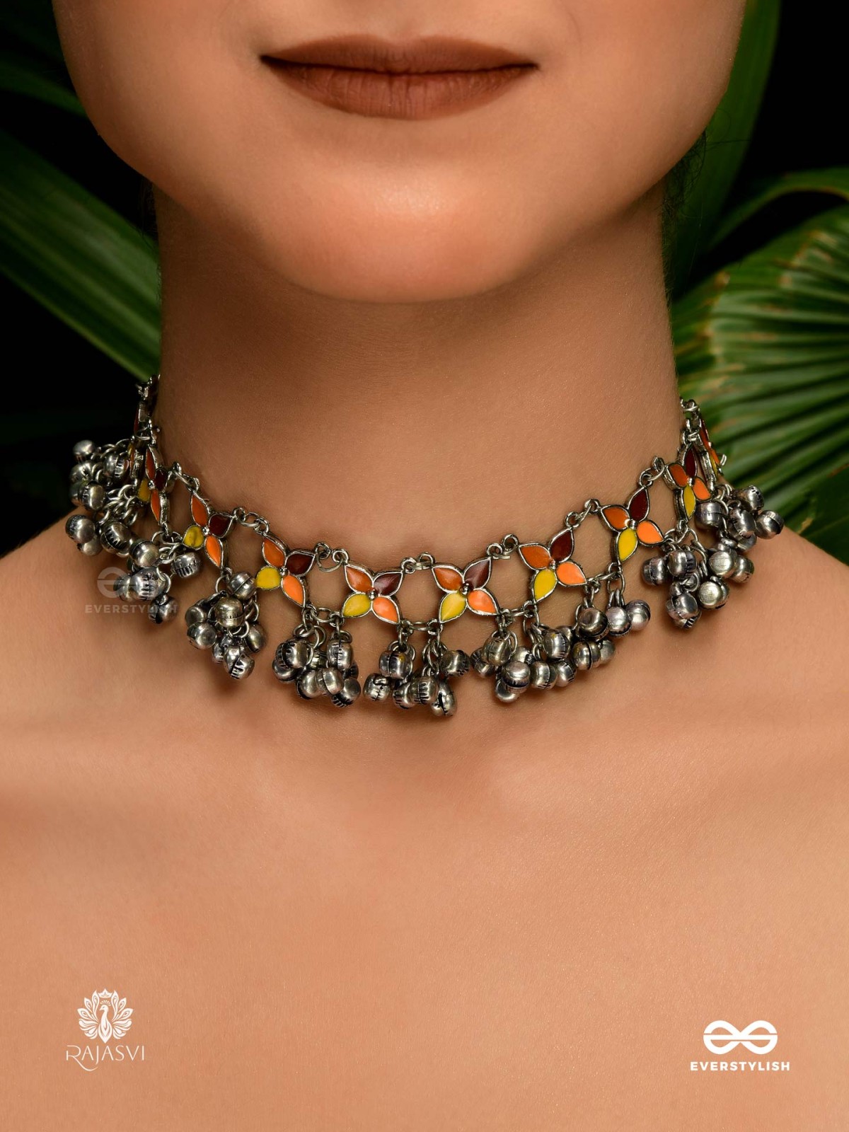 FIREBELLS - ENAMELLED OXIDISED CHOKER