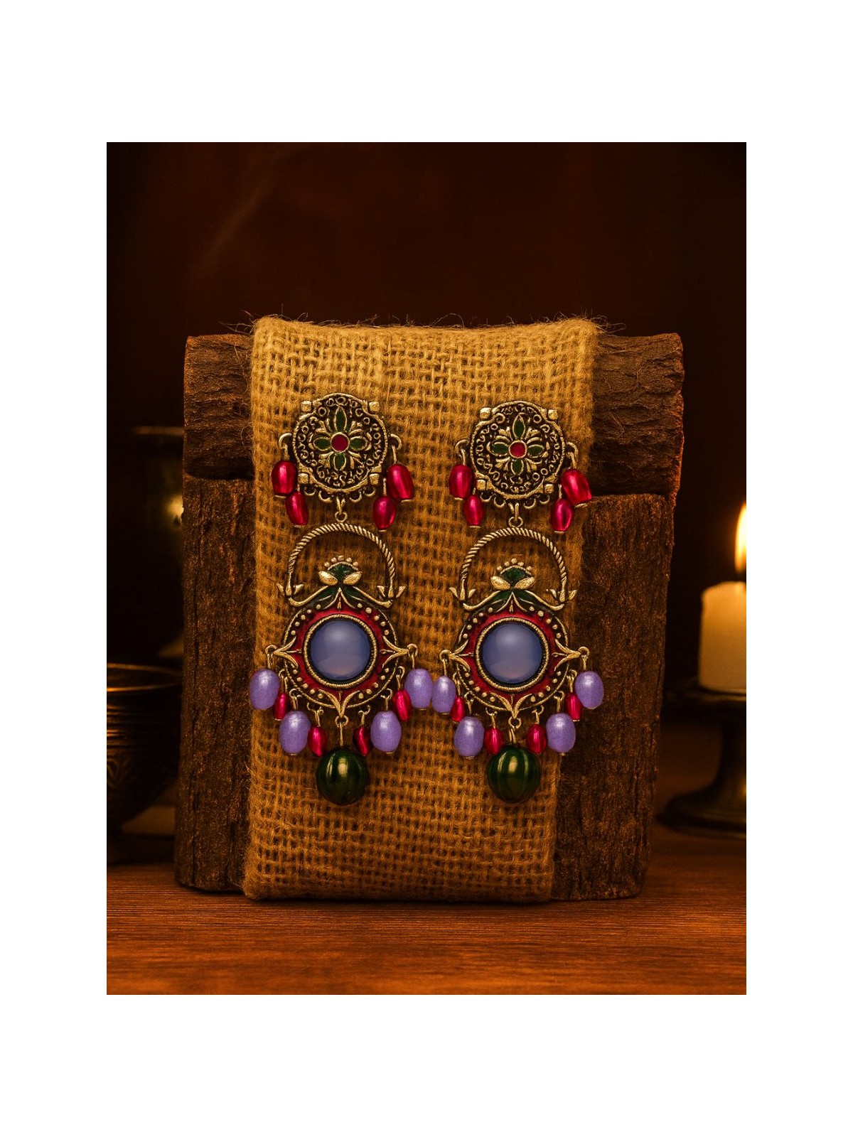 MANDALA BLOOM - ARTISTIC FOLK OXIDISED EARRING