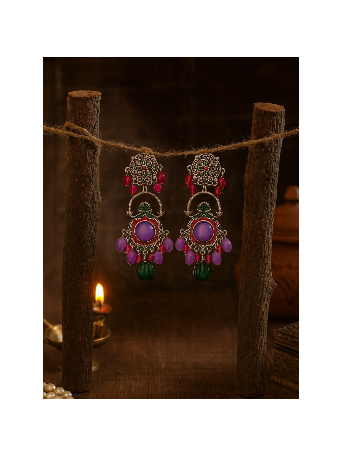 MANDALA BLOOM - ARTISTIC FOLK OXIDISED EARRING