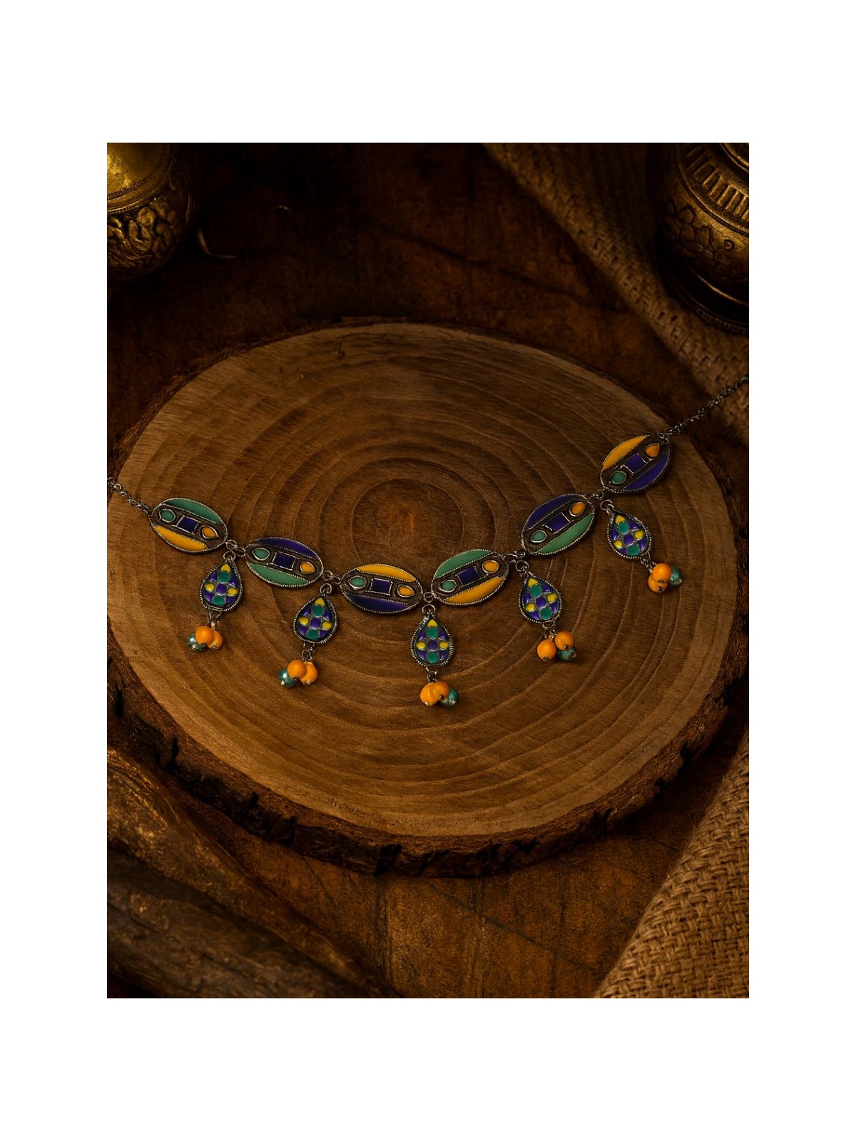 RANG PANCHAMI- BRIGHT ENAMELLED OXIDISED CHOKER