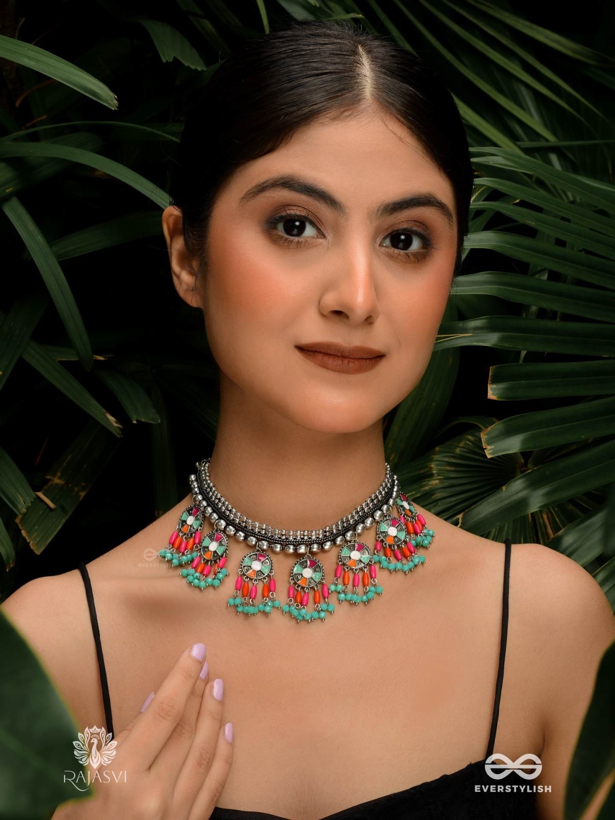 TRIBAL TANGO - OXIDISED AND CHARM NECKLACE