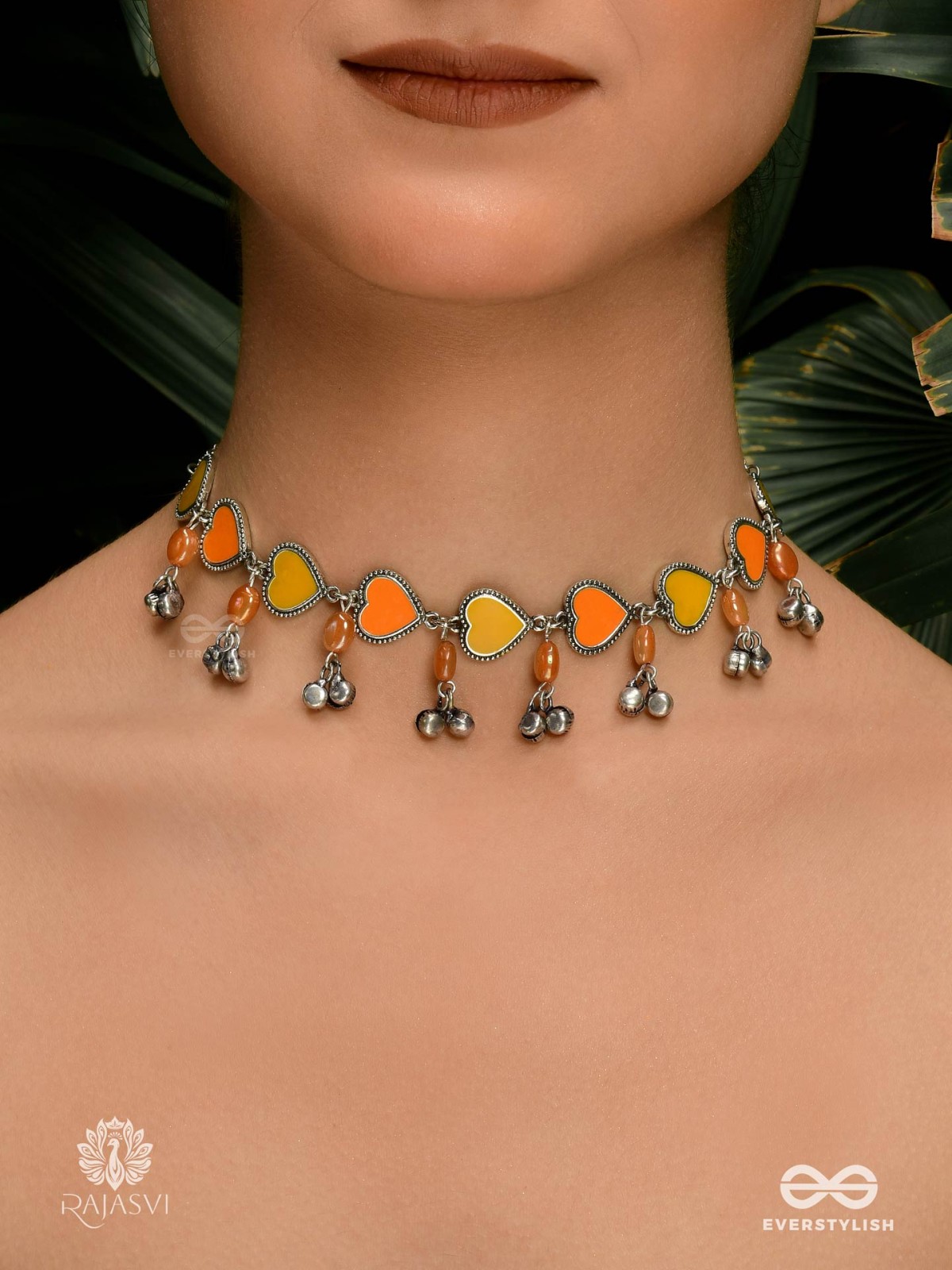 SUNBURST CHARM - ENAMELLED OXIDISED CHARM NECKLACE