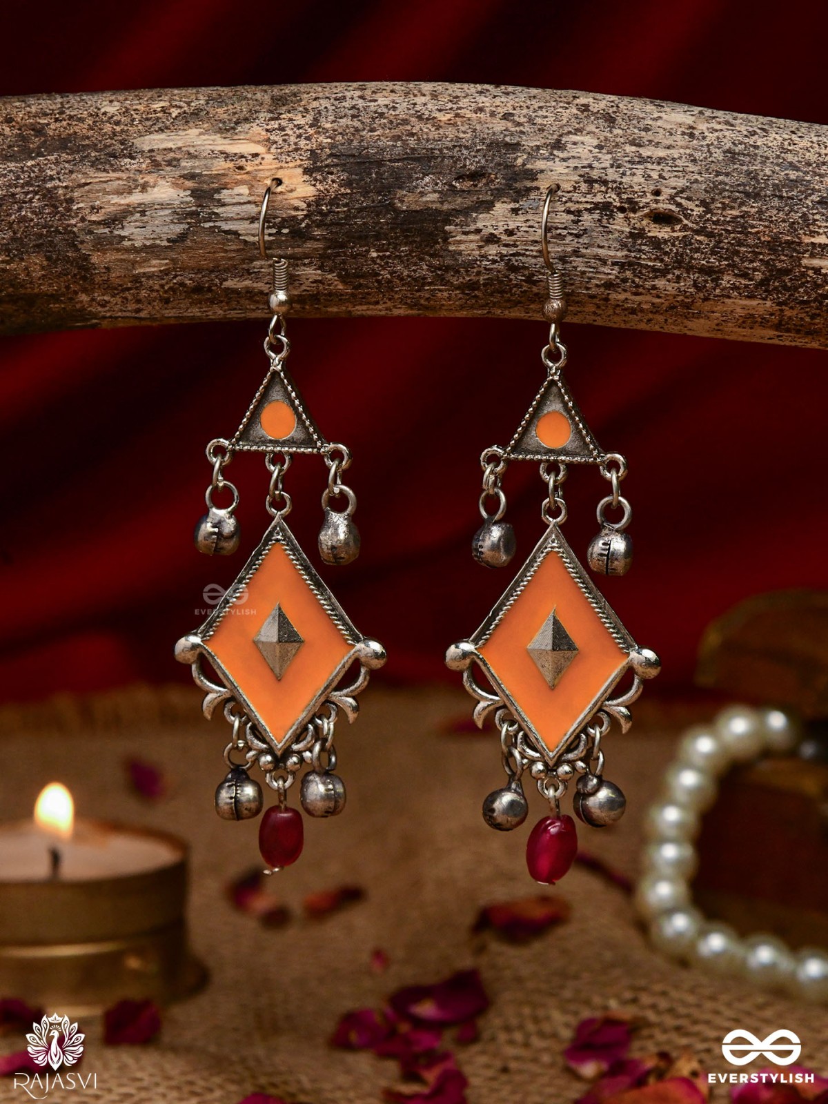 TANGERINE TINKLE – OXIDISED ENAMELLED EARRINGs