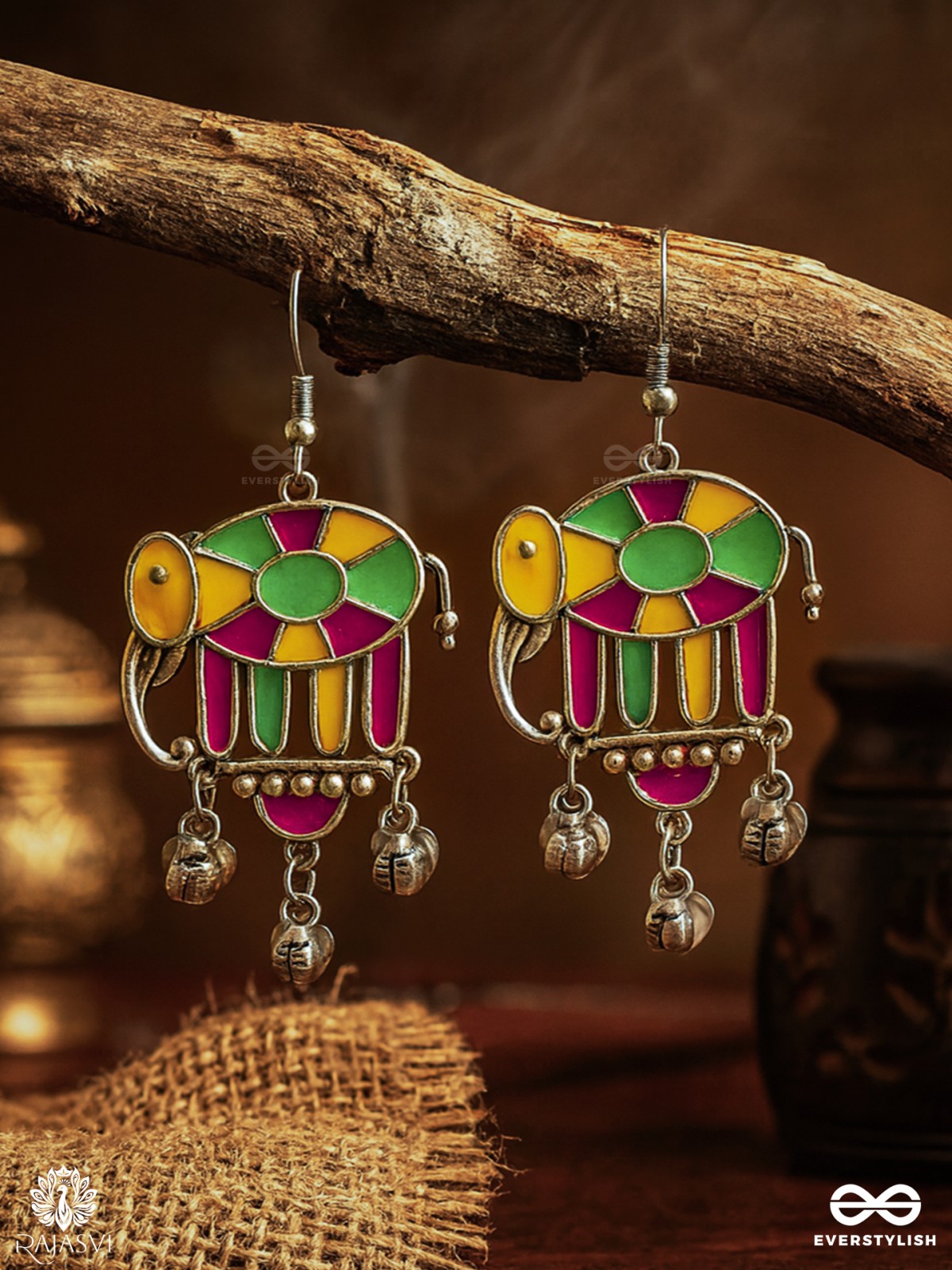 TUSKER TALE – TRIBAL ELEPHANT OXIDISED EARRING