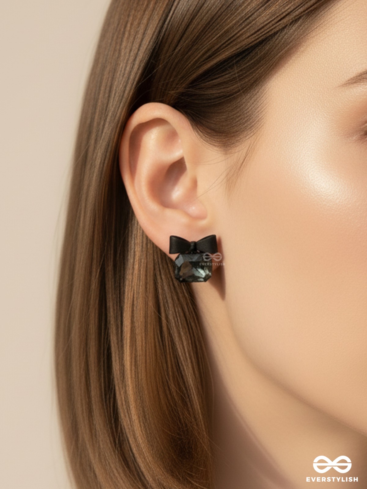 MIDNIGHT MUSE – DARK CRYSTAL STUDS WITH PLAYFUL BOW TOPS