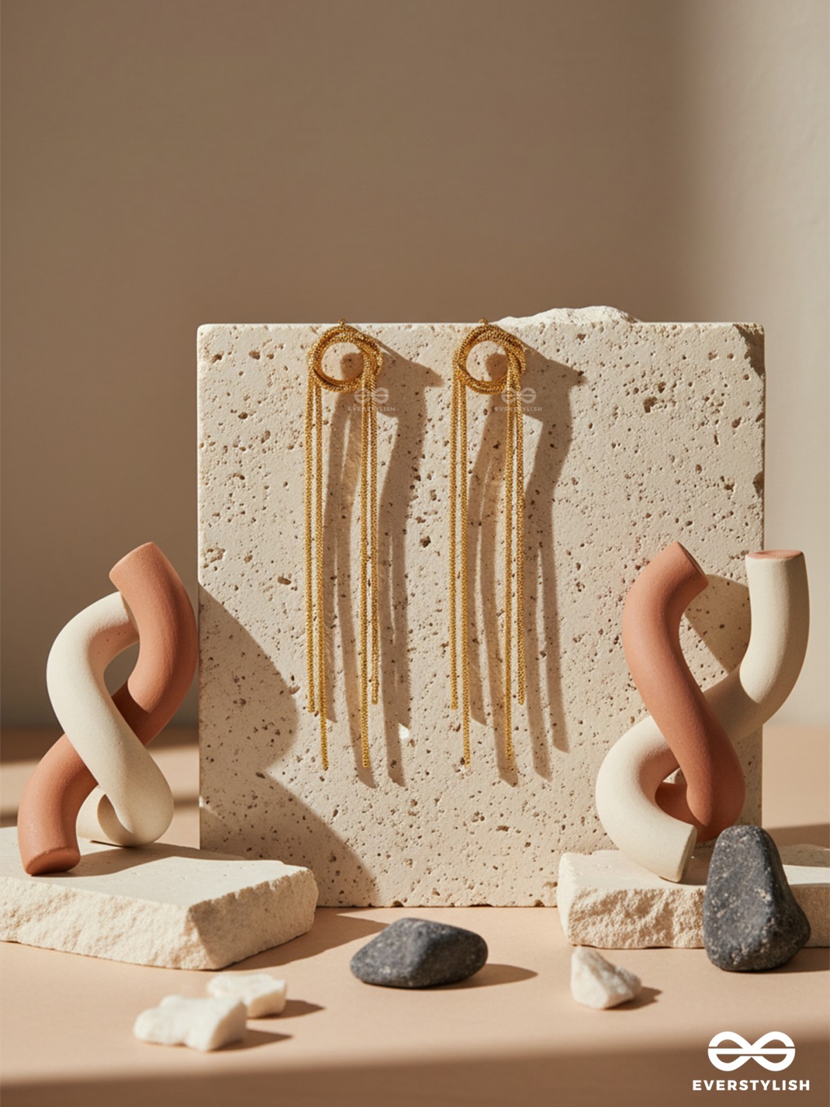 GOLD DRAPE – STATEMENT LINEAR GOLDEN DANGLERS