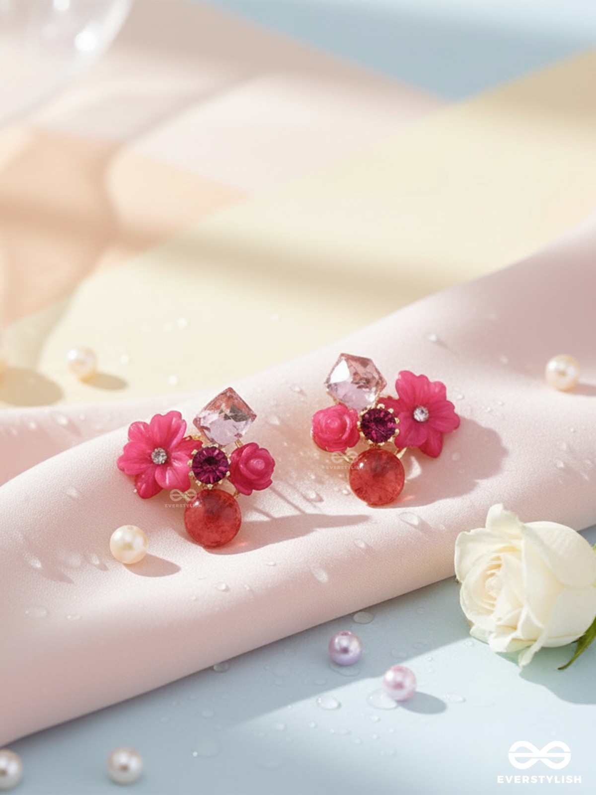 PETAL POP – CHARMING STUDS IN HOT PINK SHADES WITH FLOWER DETAILS