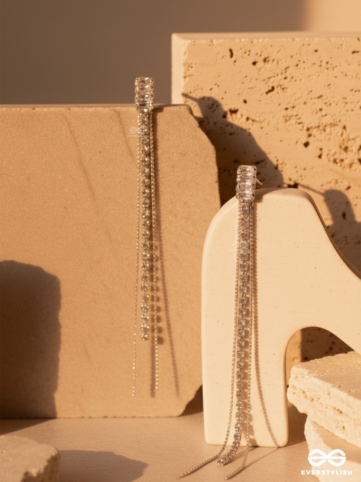 SILVER VEIL – SHIMMERING LONG DROP EARRINGS