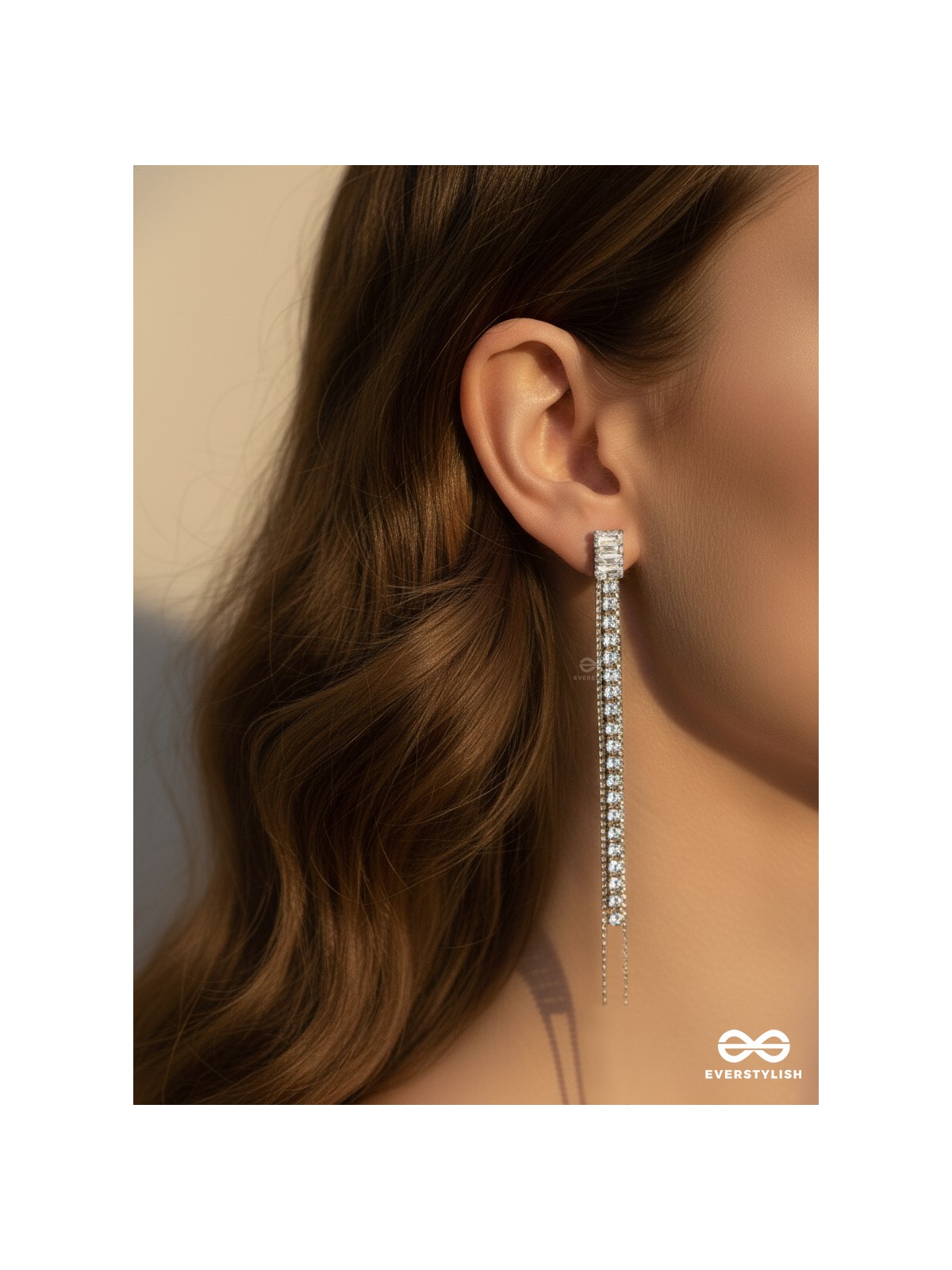 SILVER VEIL – SHIMMERING LONG DROP EARRINGS