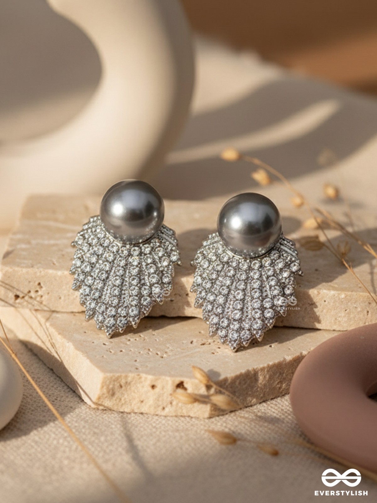 SERENE LEAF – CLASSIC PEARL TOPS WITH SILVER LEAF MOTIF