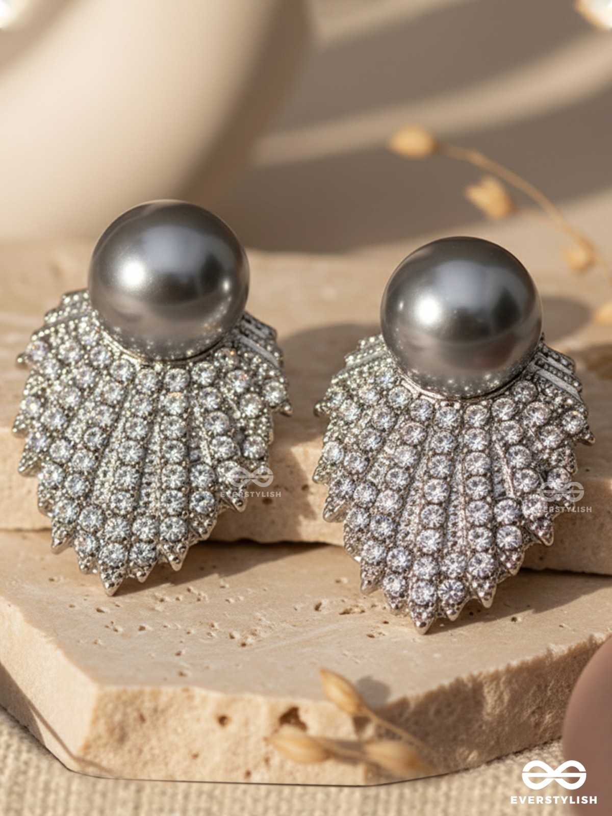 SERENE LEAF – CLASSIC PEARL TOPS WITH SILVER LEAF MOTIF