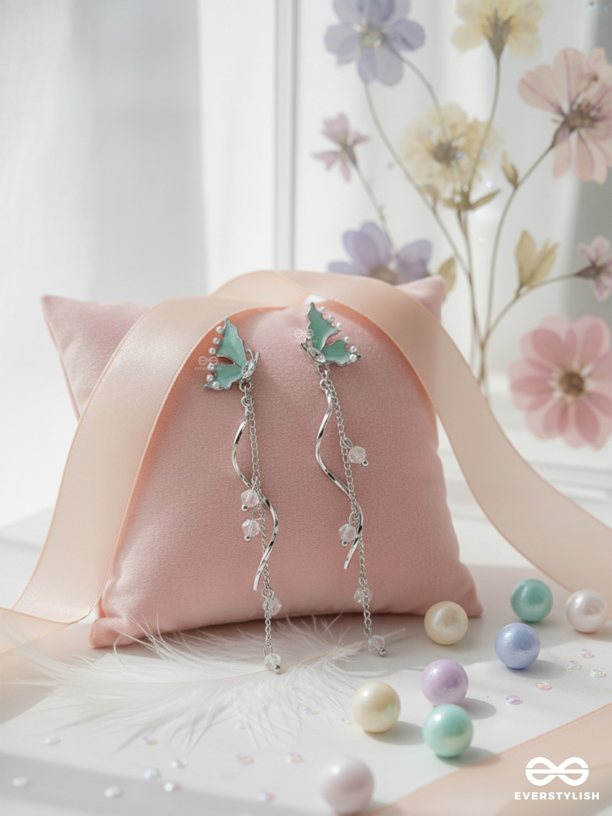 MINT GLIDE – DELICATE BUTTERFLY STRING DROP EARRINGS